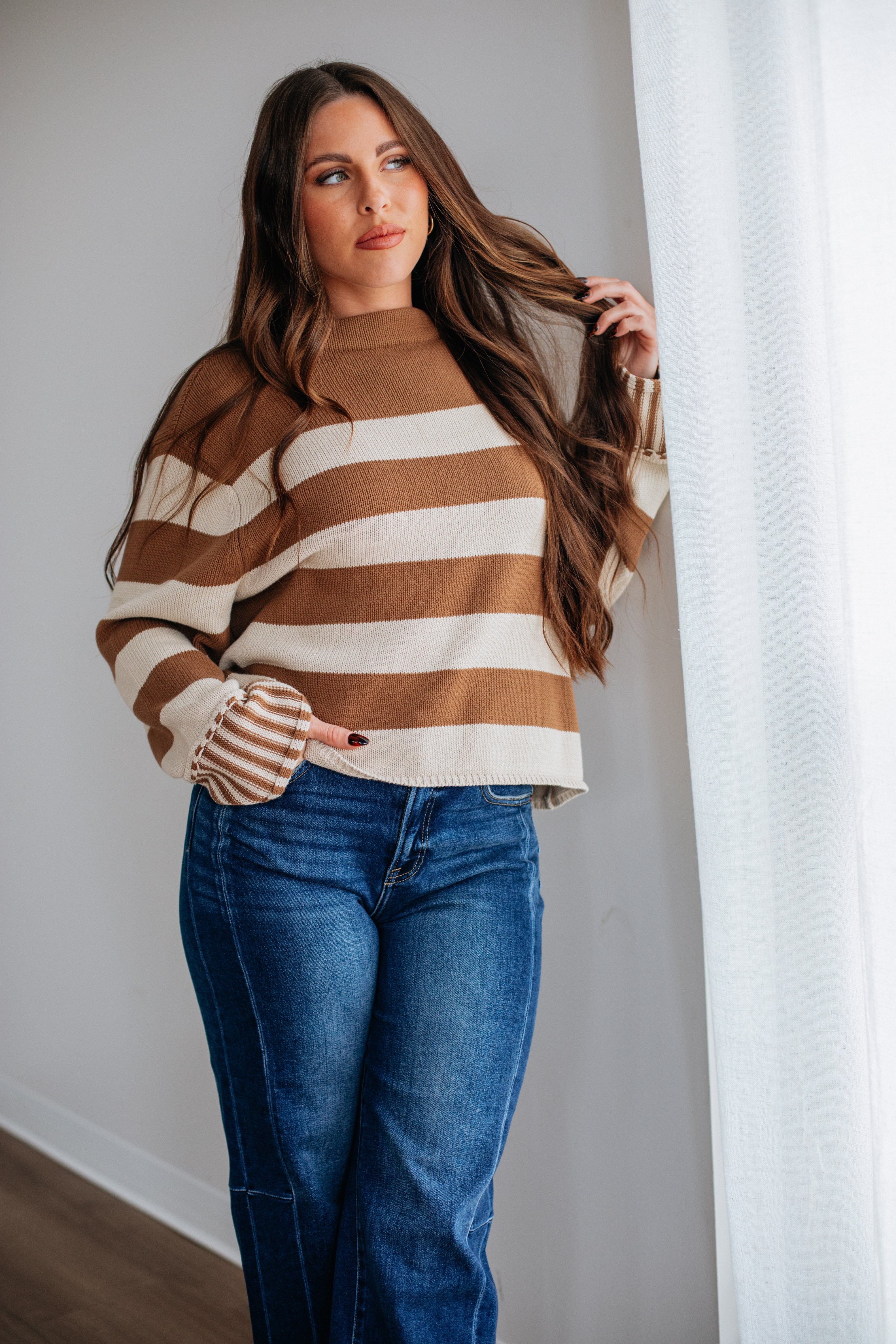 Candyce Striped Sweater - Camel