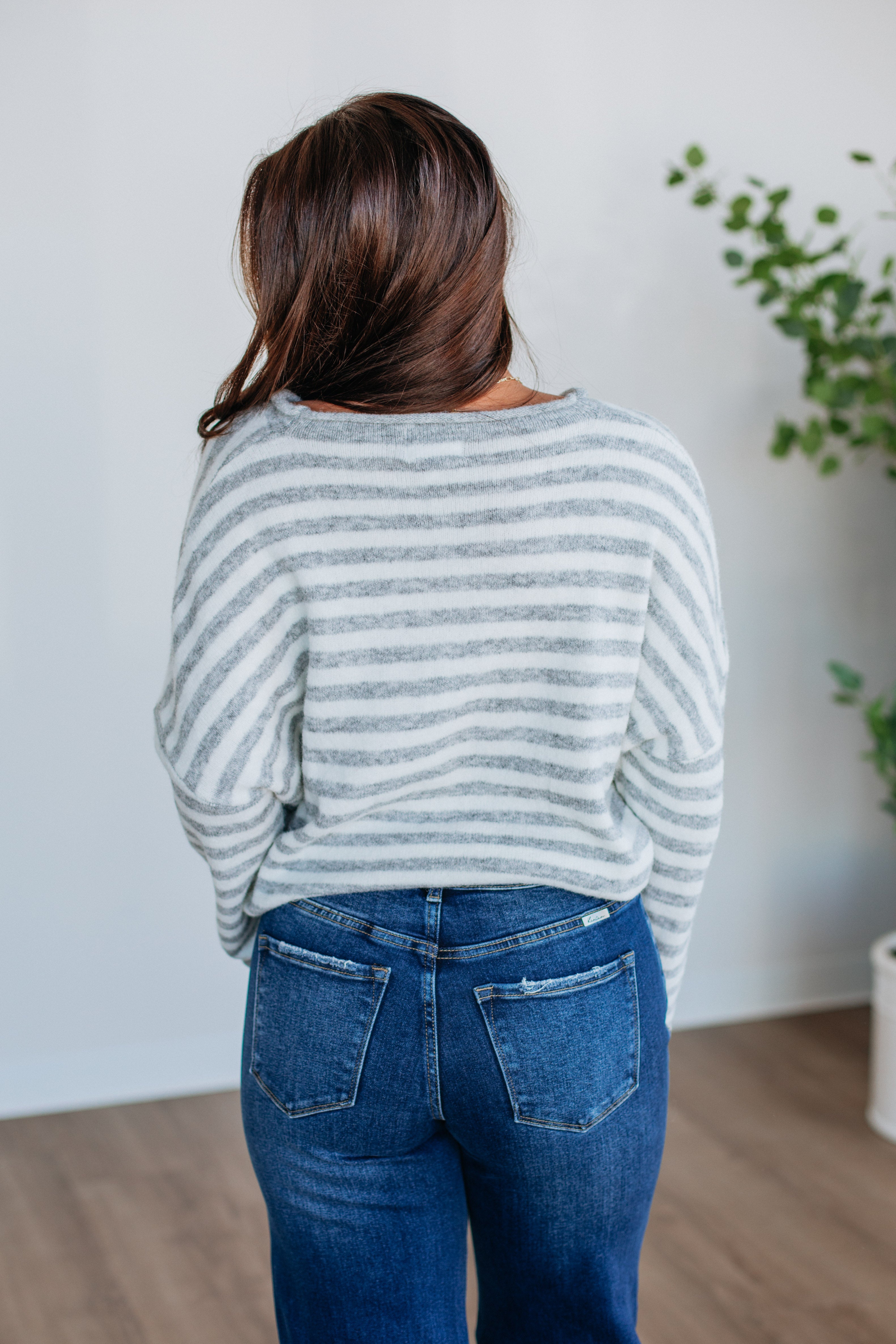 Brooke Striped Cardigan - Heather Grey Mix