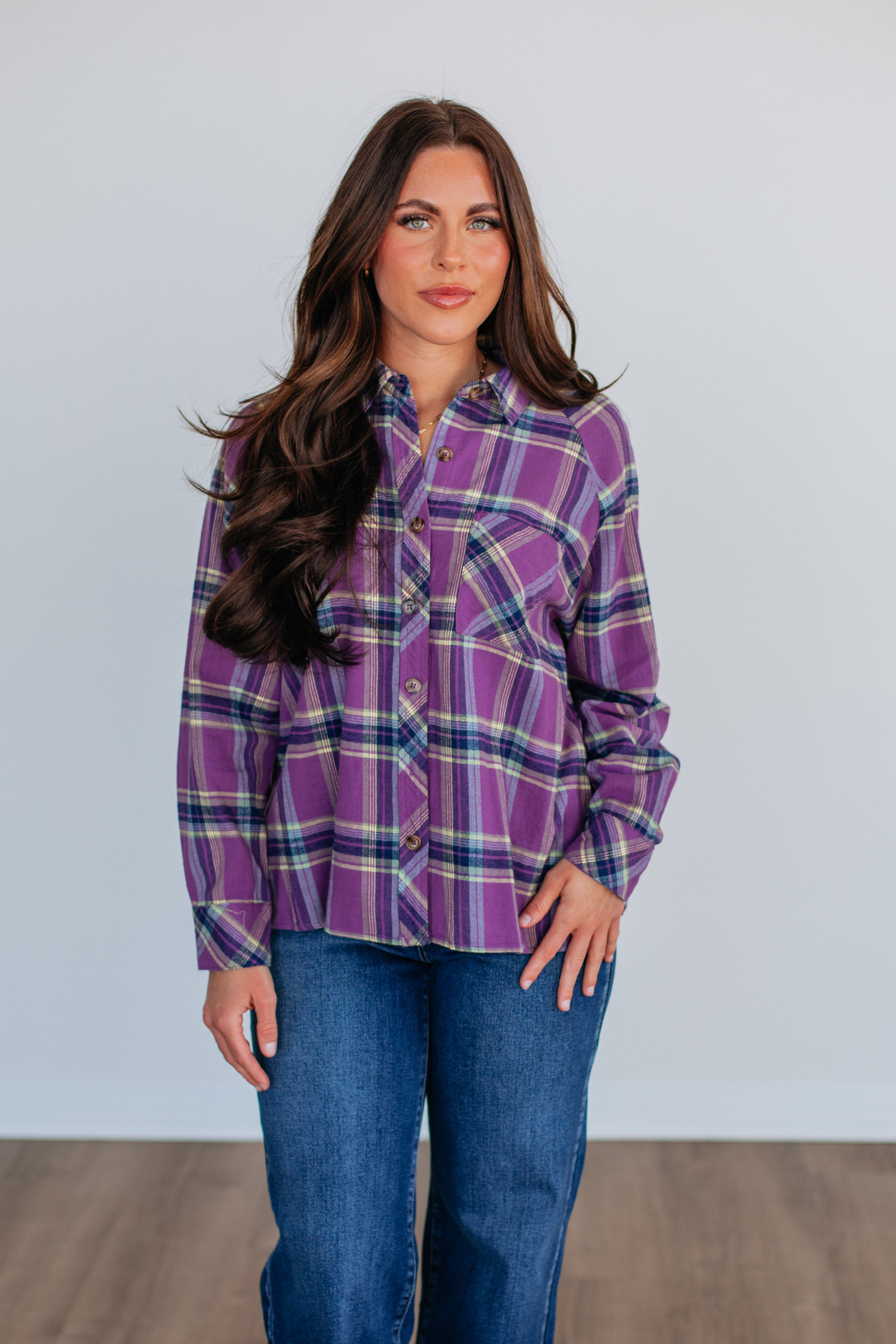 Jema Flannel Top - Violet Mix