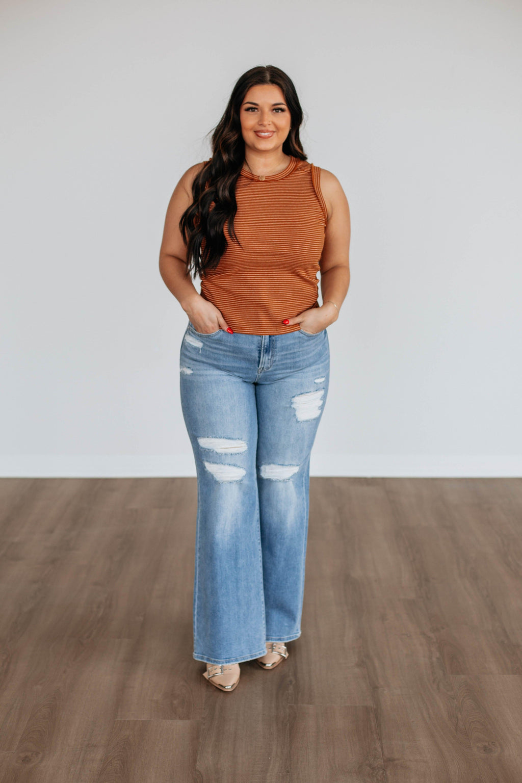 Harlea Striped Tank - Camel Mix