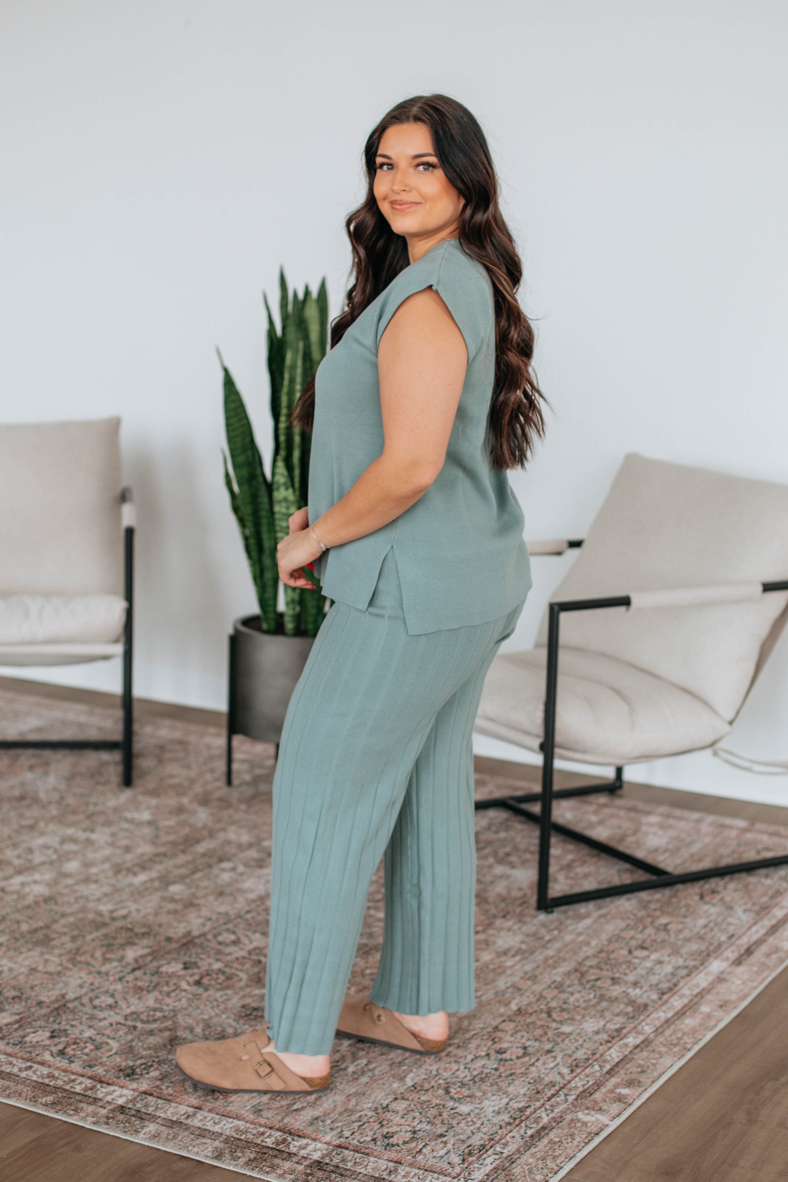 Louella Two-Piece Sweater Set - Sage