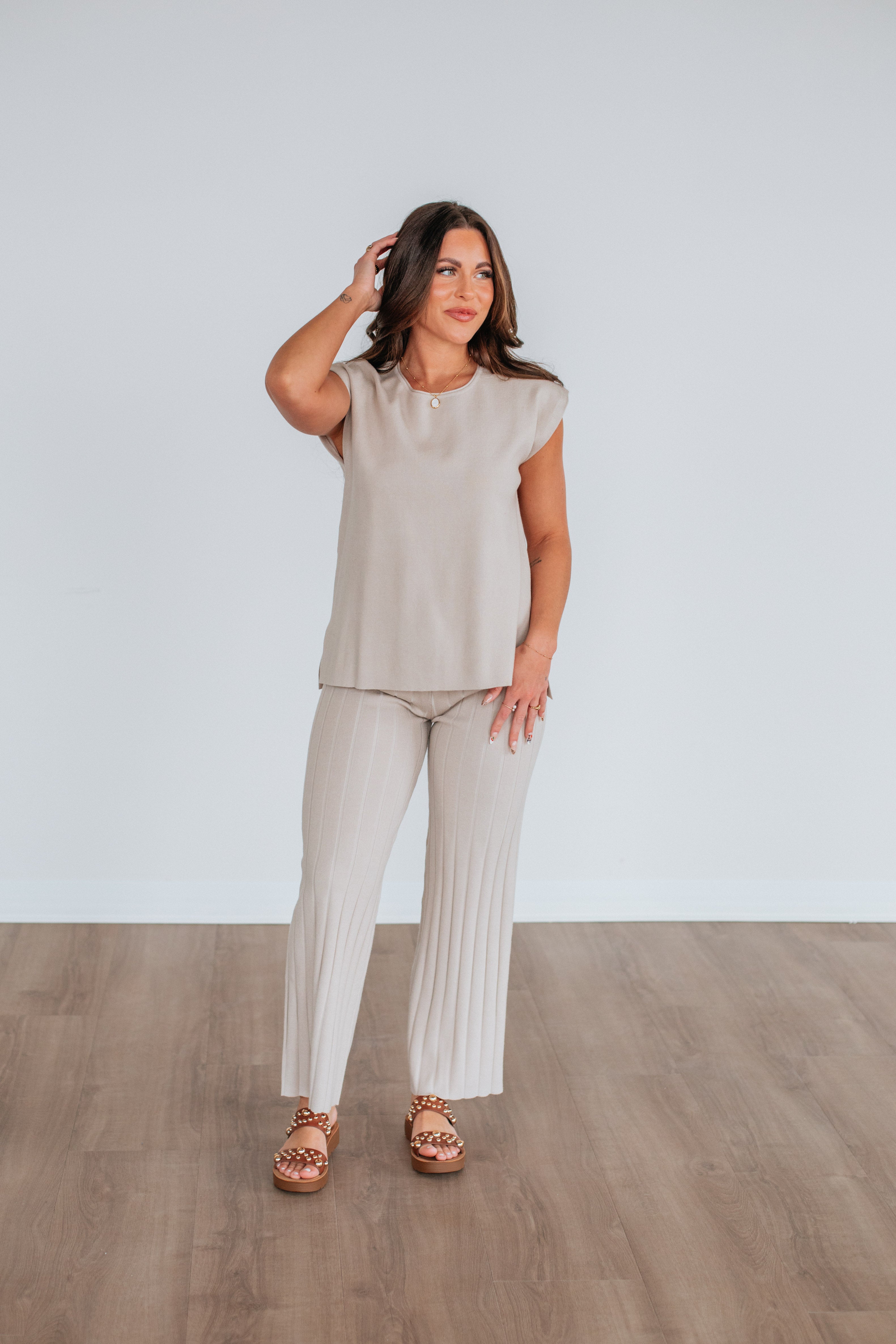 Louella Two-Piece Sweater Set - Sand