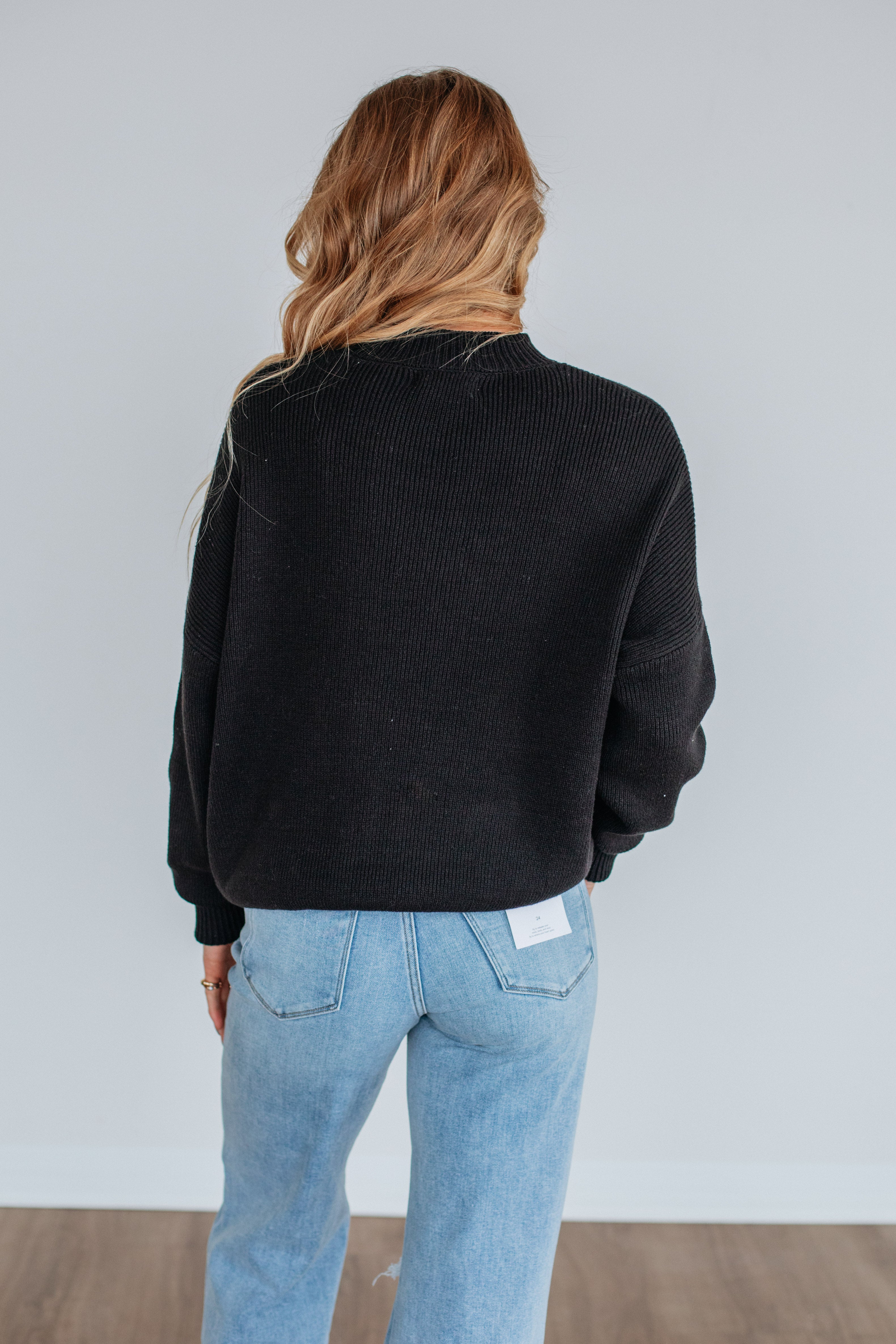 Chelsea Mock Neck Sweater - Black