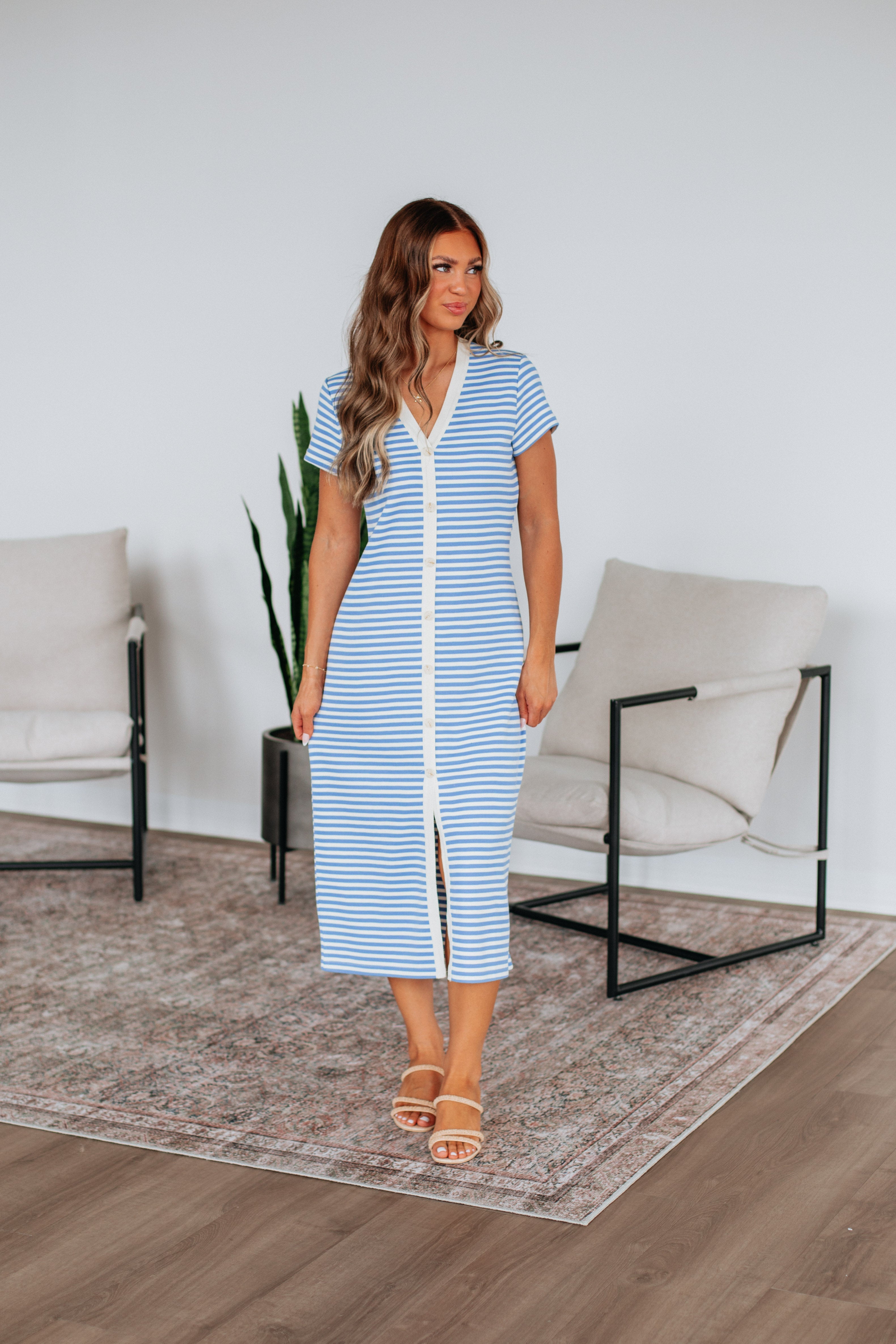 Paylor Striped Dress - Sky Blue