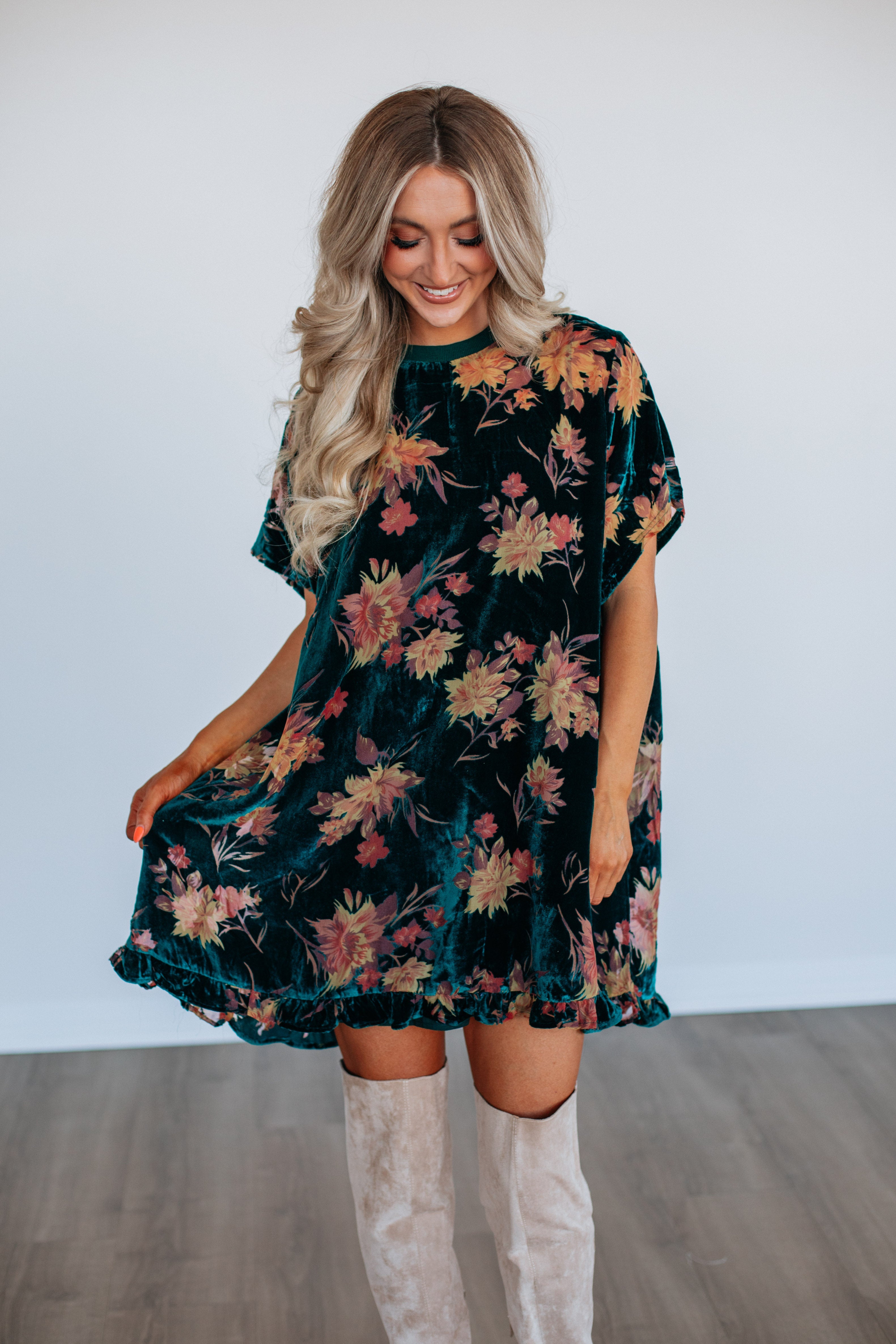 Verity Floral Velvet Dress