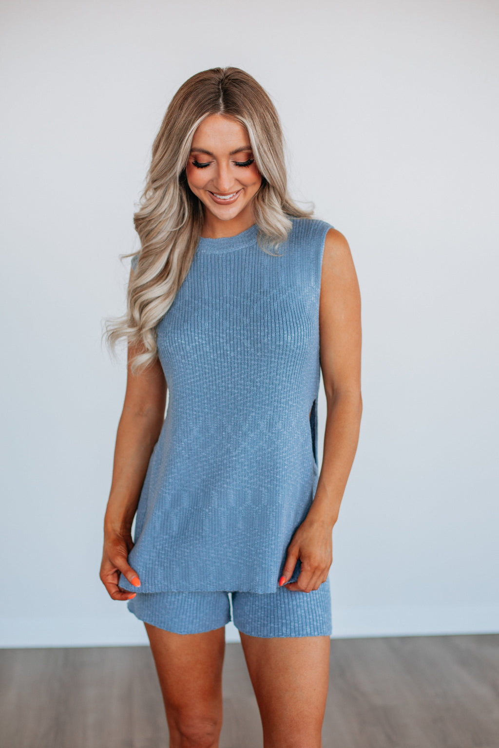 Junia Knit Two-Piece Set - Dusty Blue