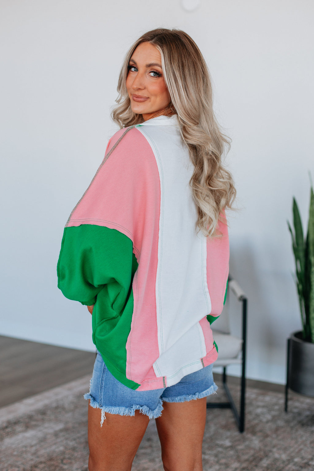 Vanya Oversized Pullover - Kelly Green Mix