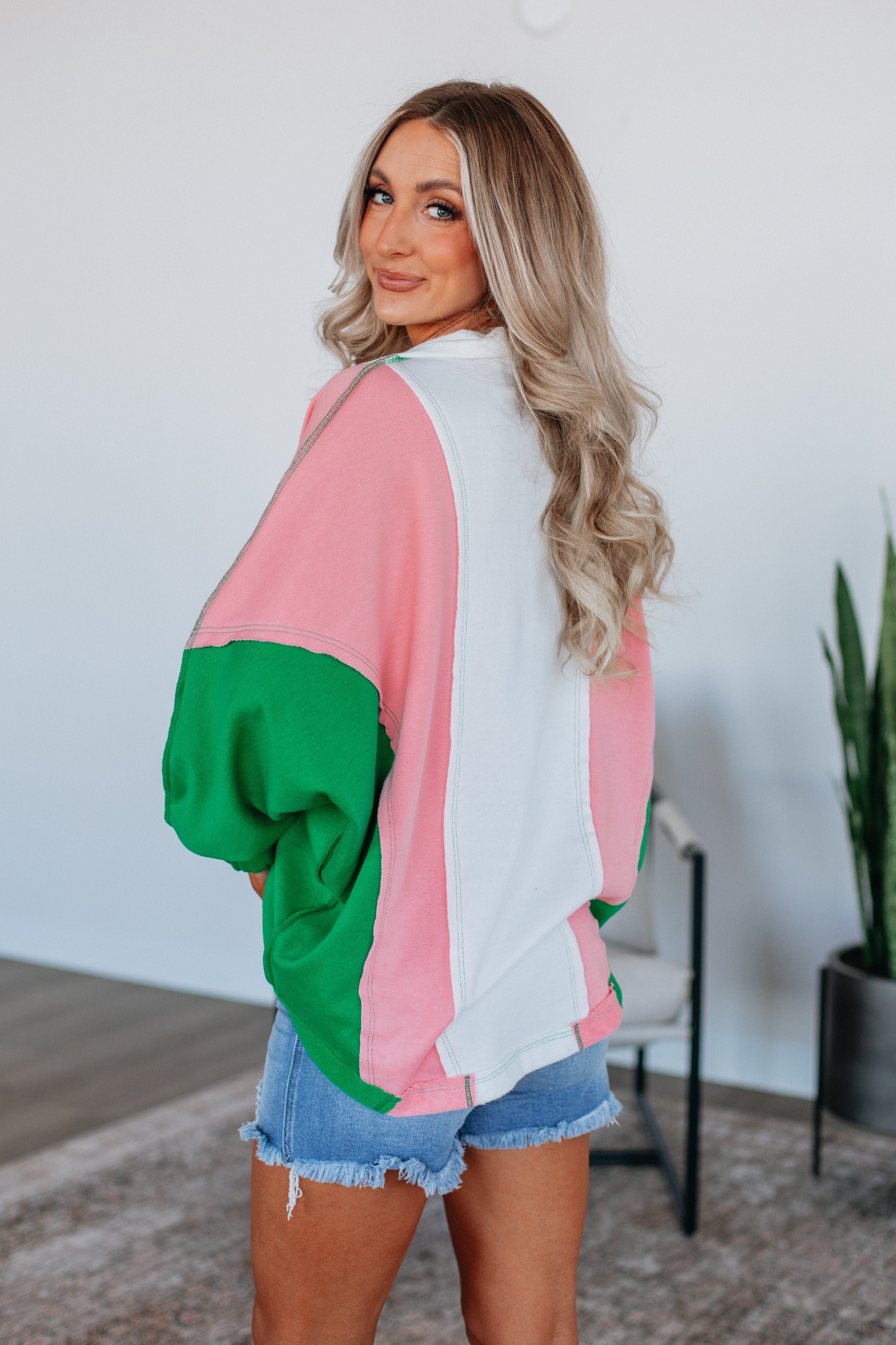 Vanya Oversized Pullover - Kelly Green Mix