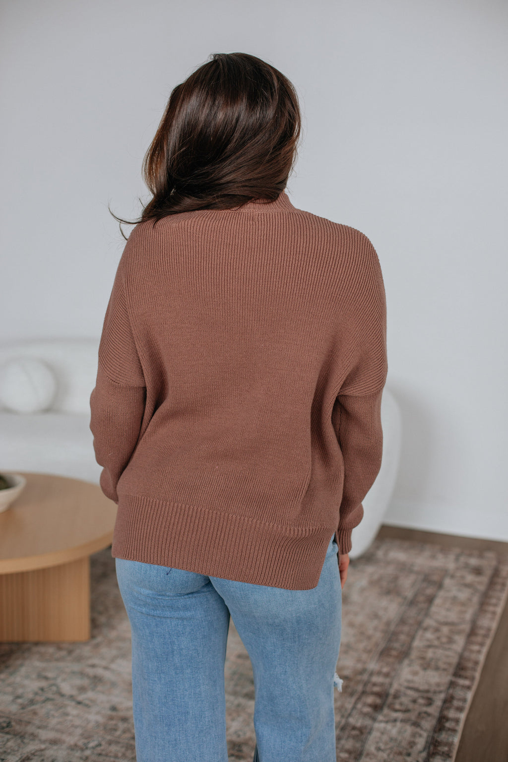 Chelsea Mock Neck Sweater - Mocha