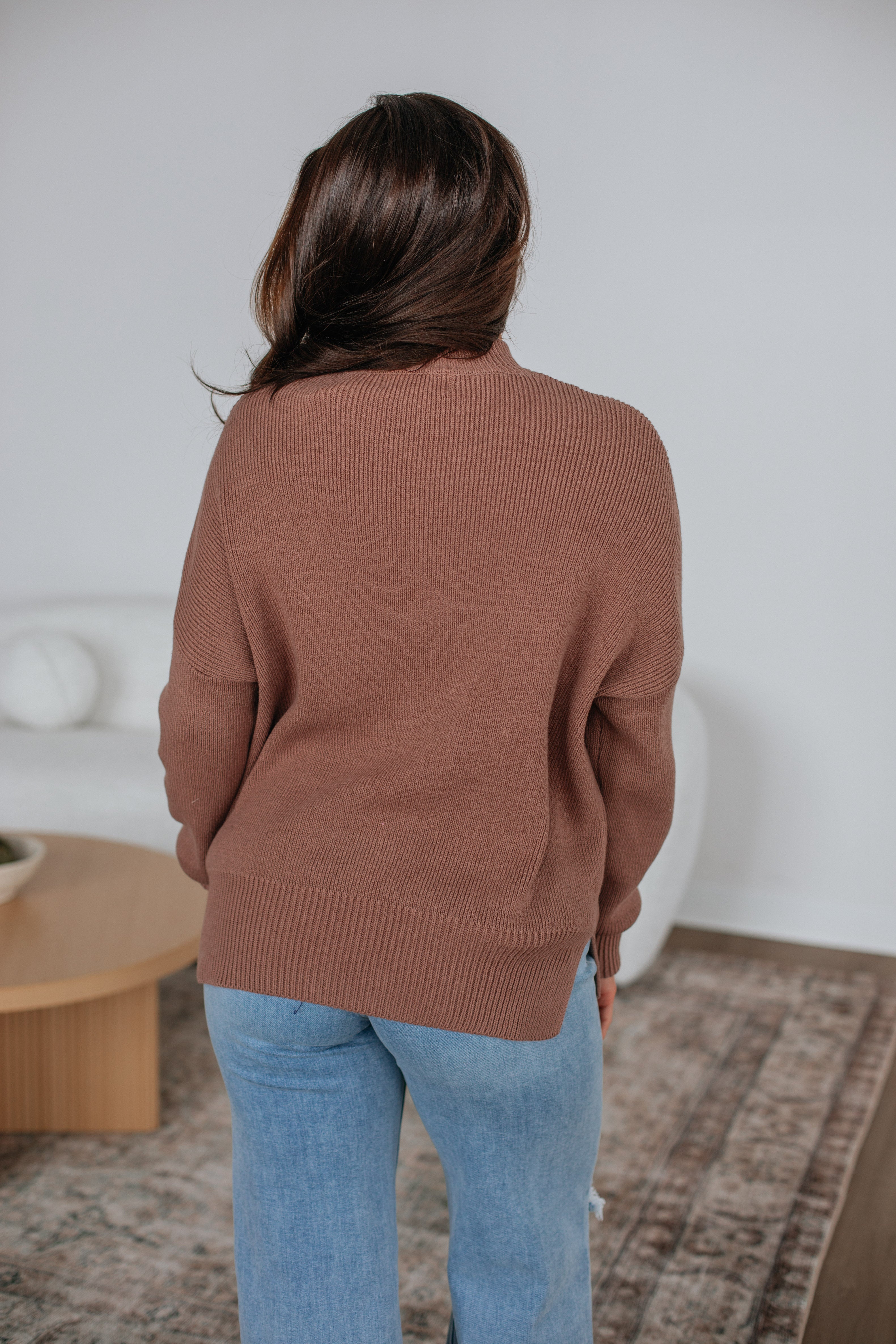 Chelsea Mock Neck Sweater - Mocha
