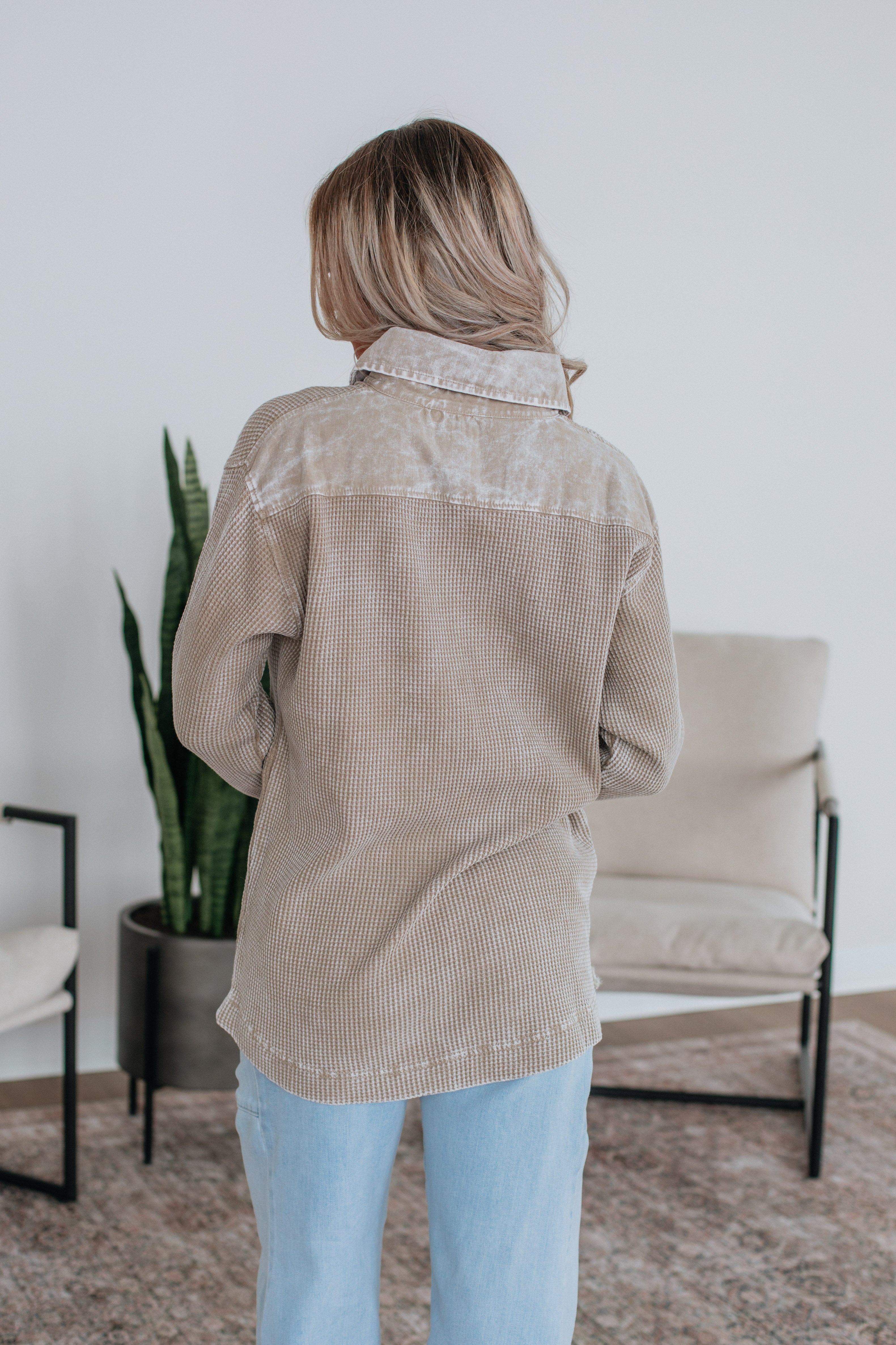 Sallie Waffle Knit Top - Smokey Taupe