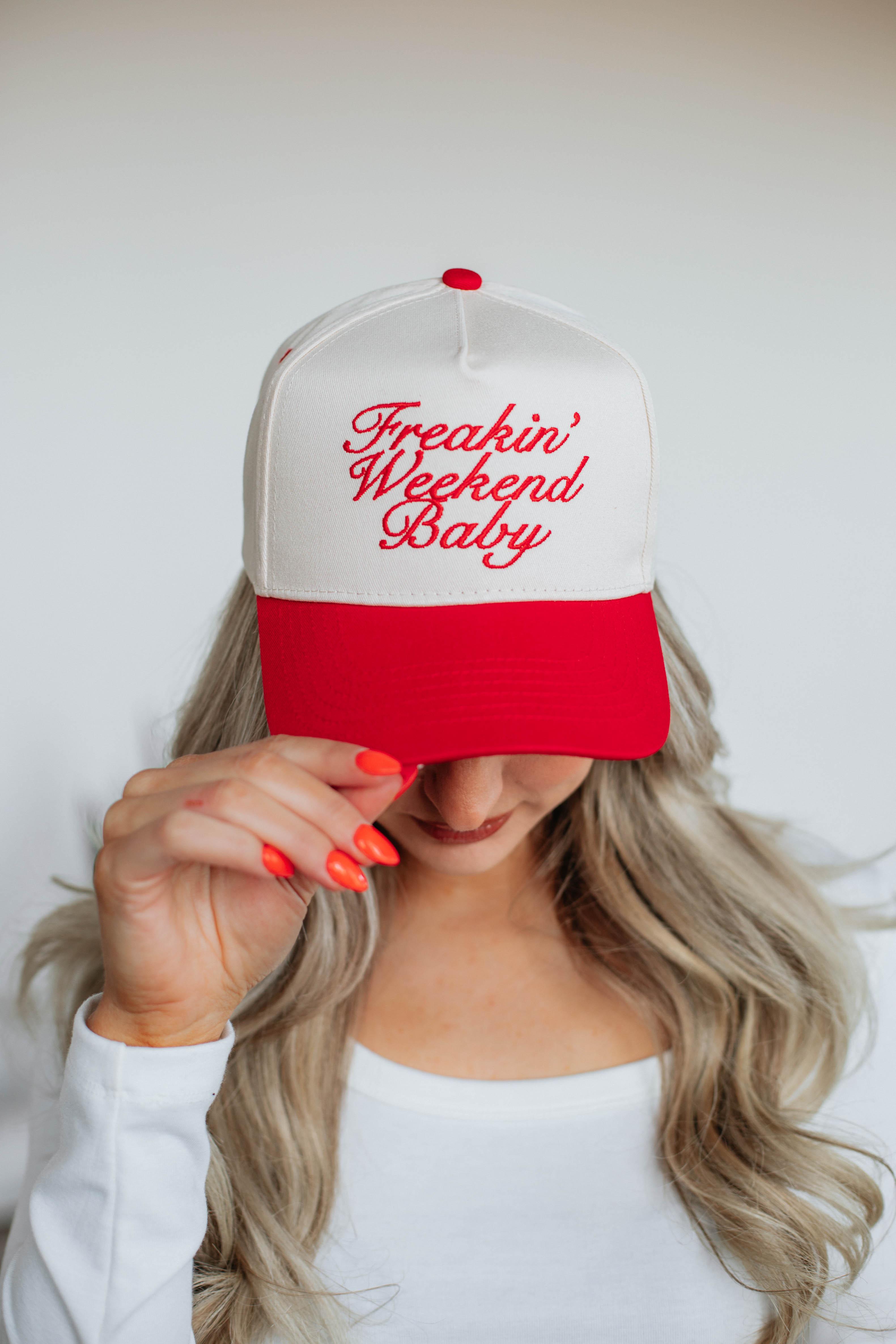 Freakin' Weekend Baby Trucker Hat - Red