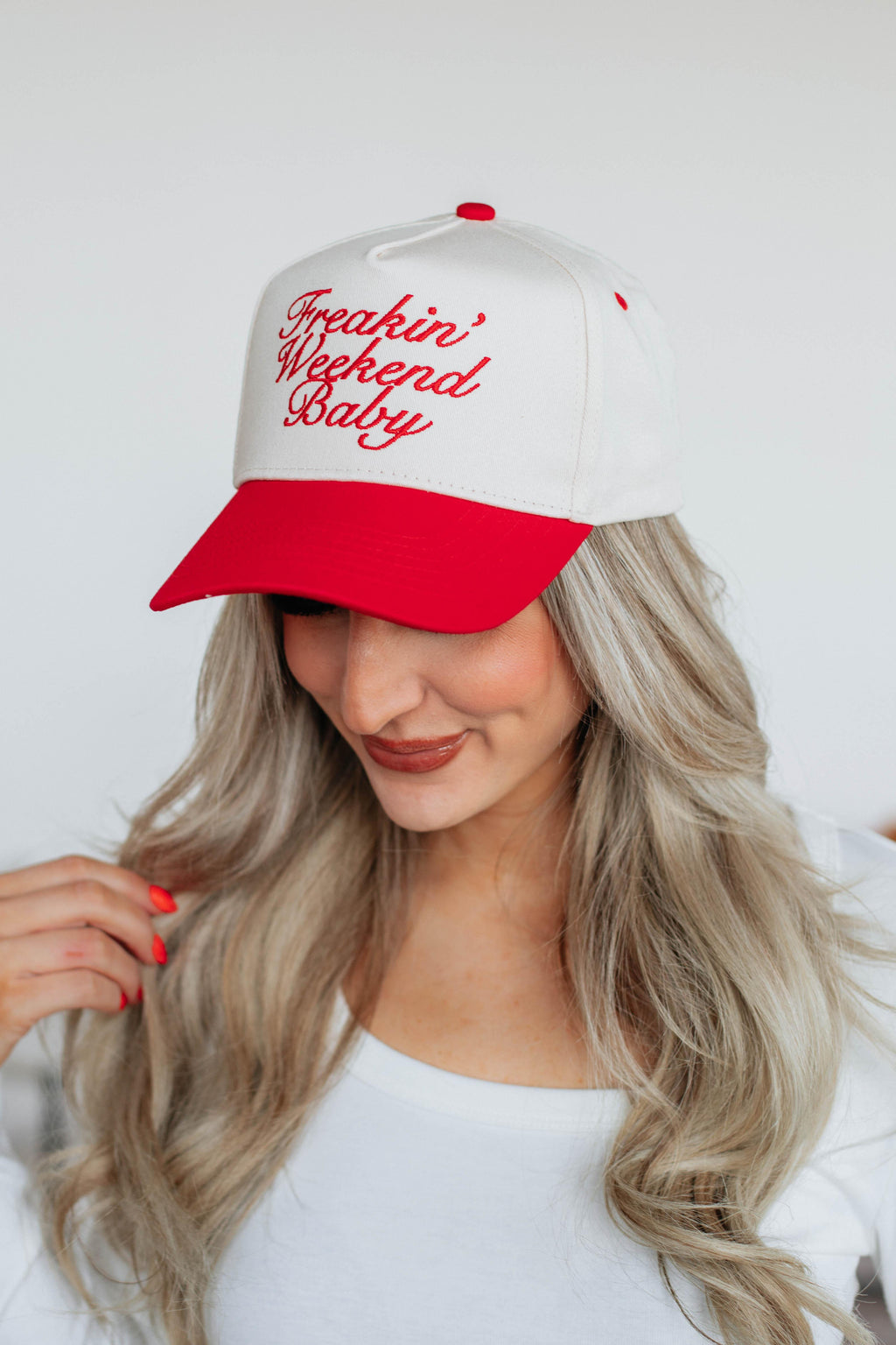 Freakin' Weekend Baby Trucker Hat - Red