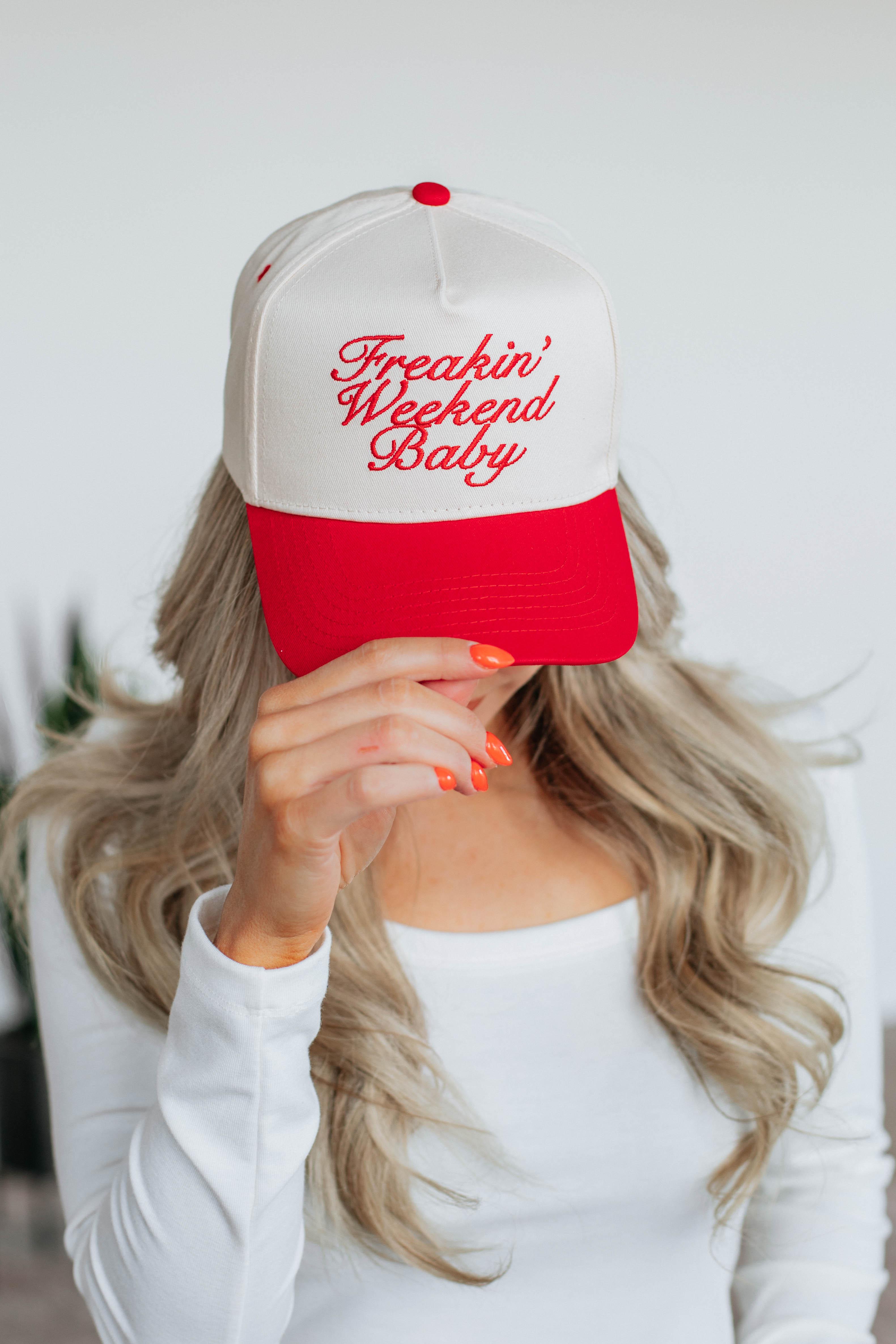 Freakin' Weekend Baby Trucker Hat - Red
