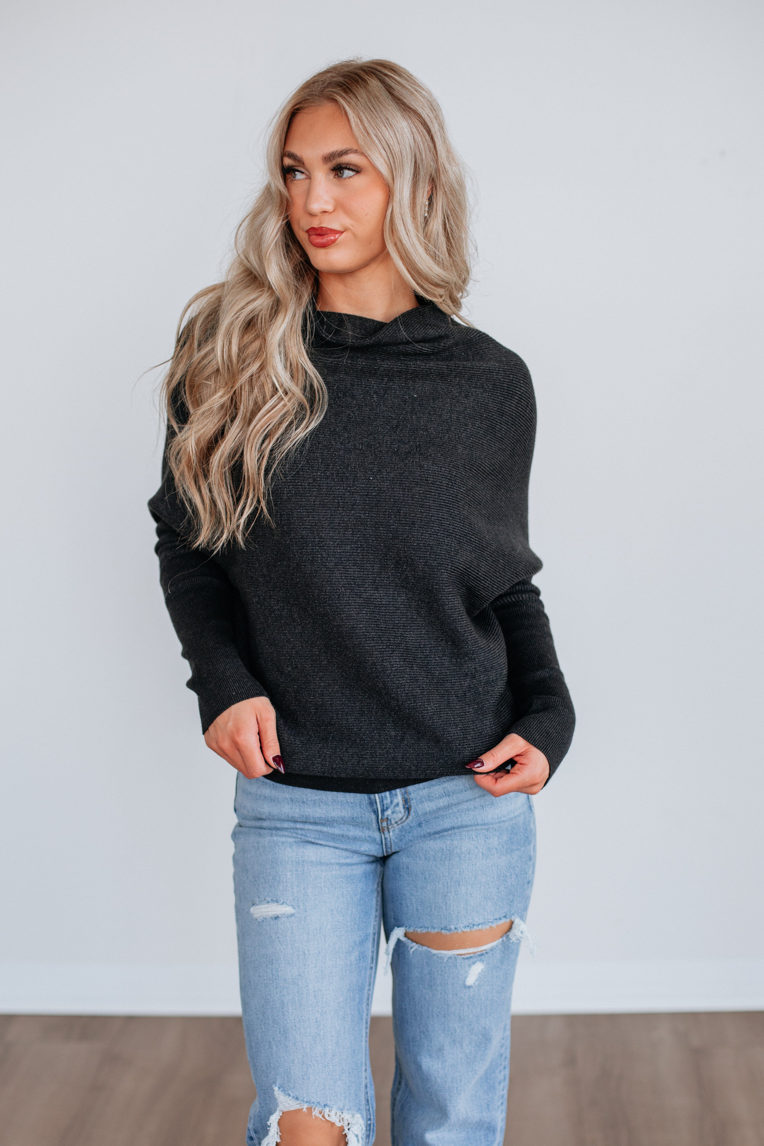 Gretchen Dolman Sweater - Charcoal