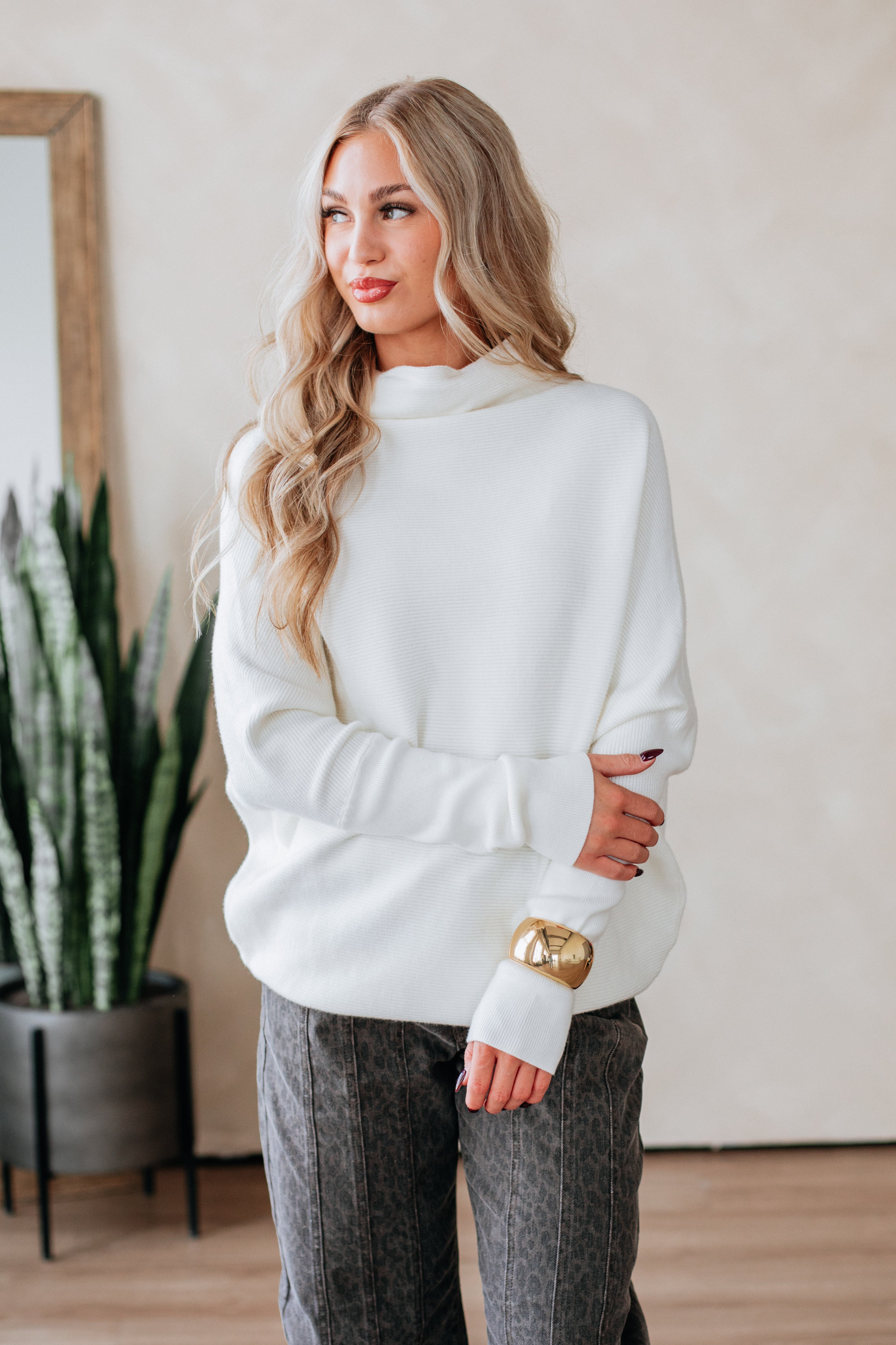 Gretchen Dolman Sweater - Cream