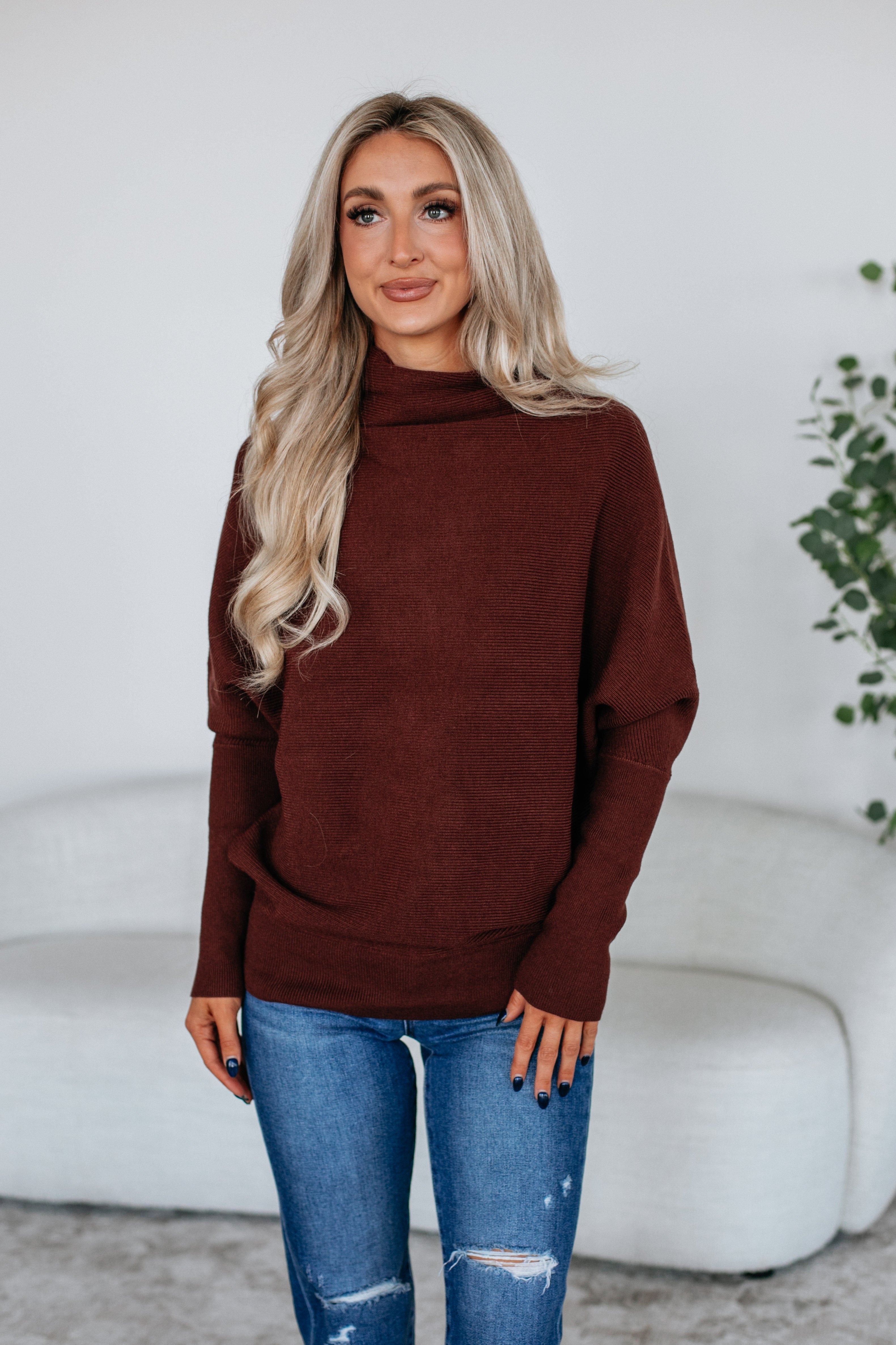 Gretchen Dolman Sweater - Mahogany