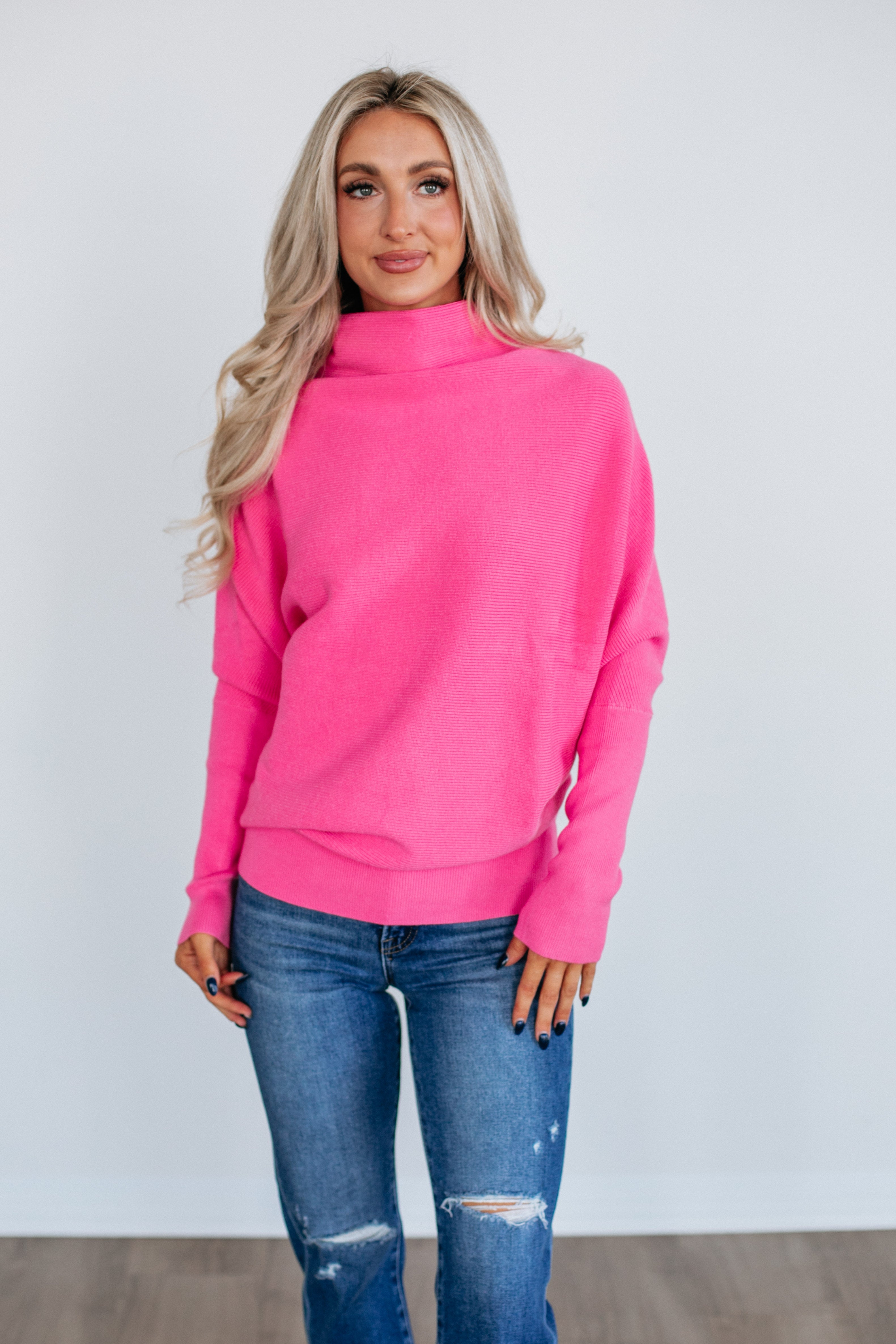 Gretchen Dolman Sweater - Hot Pink