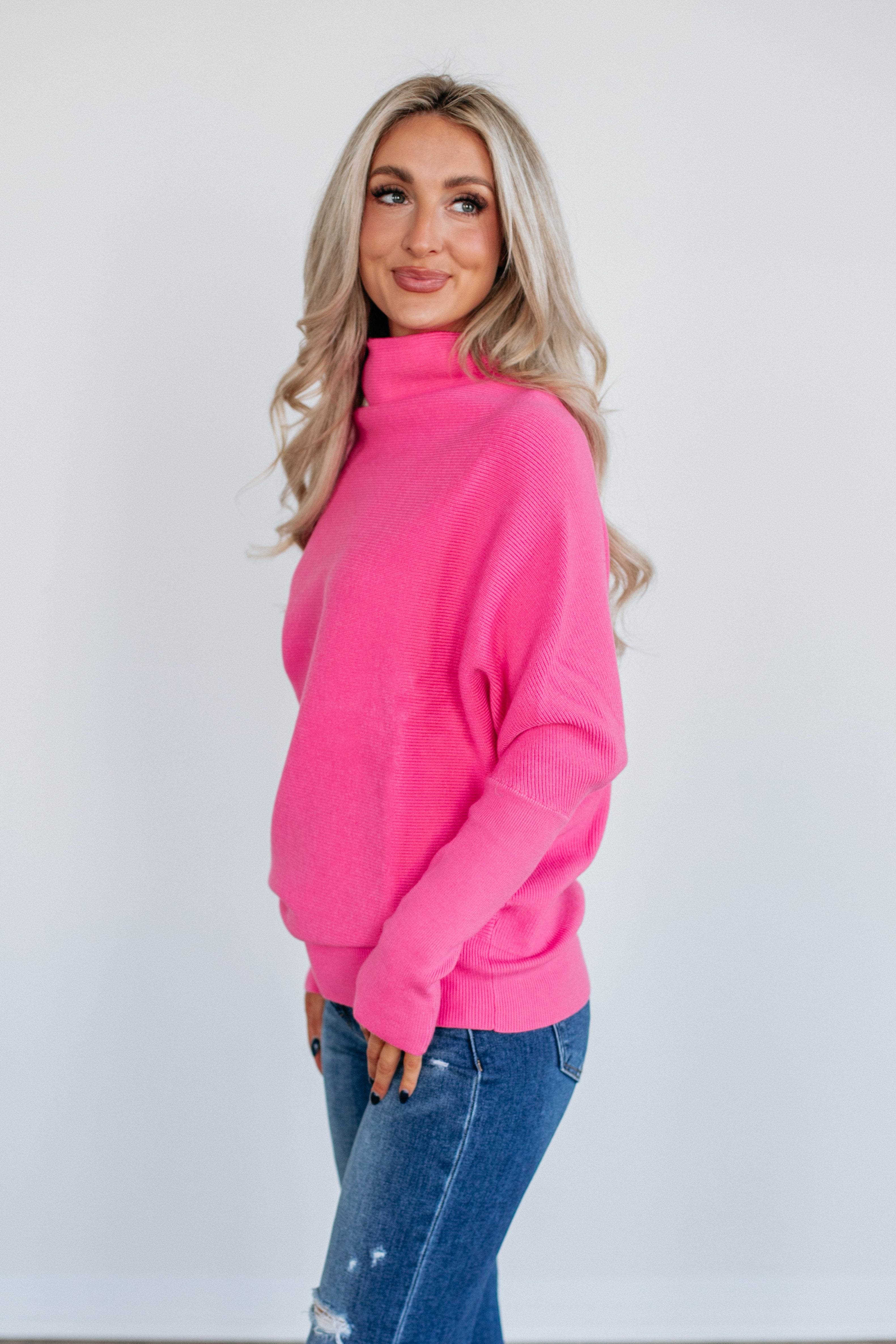 Gretchen Dolman Sweater - Hot Pink
