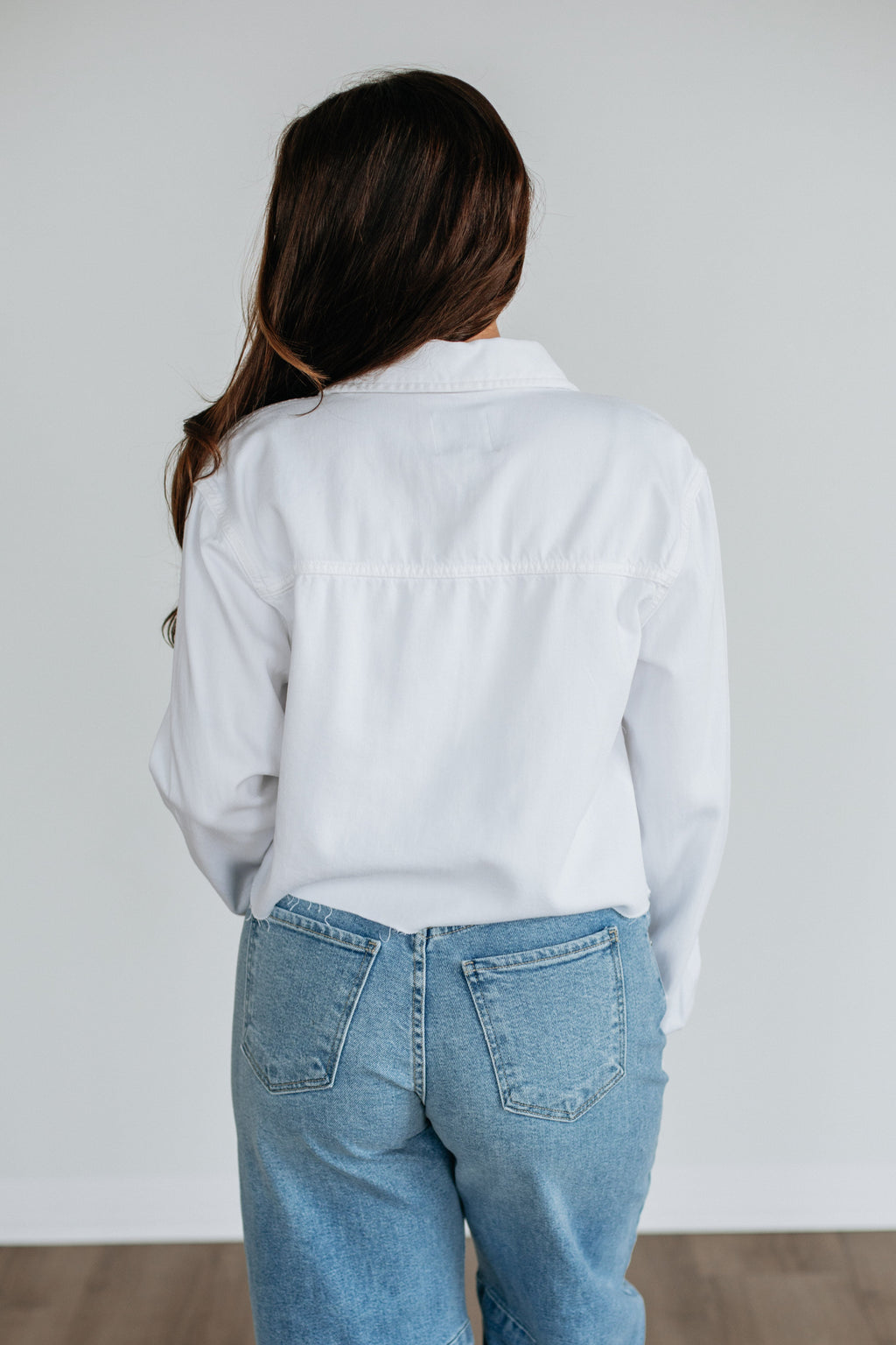 Harlow Hidden Denim Shacket - Ivory