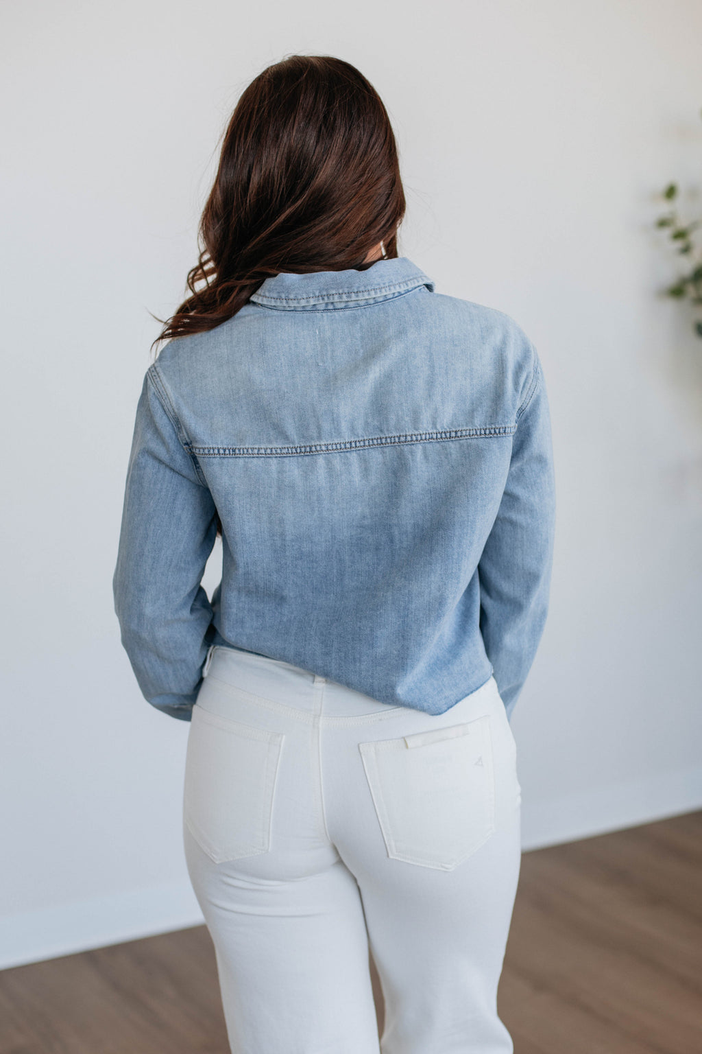 Harlow Hidden Denim Shacket - Light Wash
