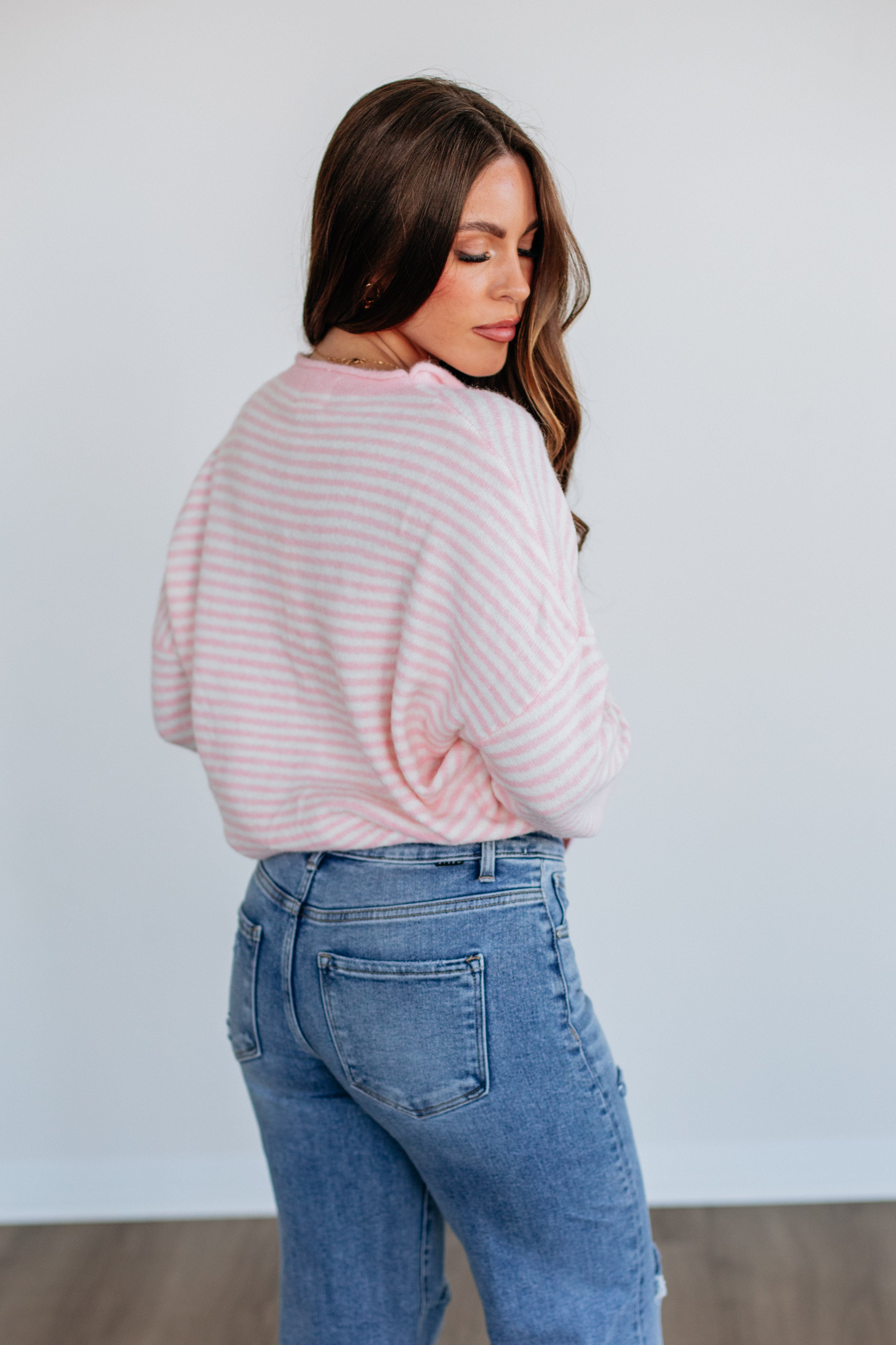 Zoelle Striped Cardigan - Baby Pink Mix