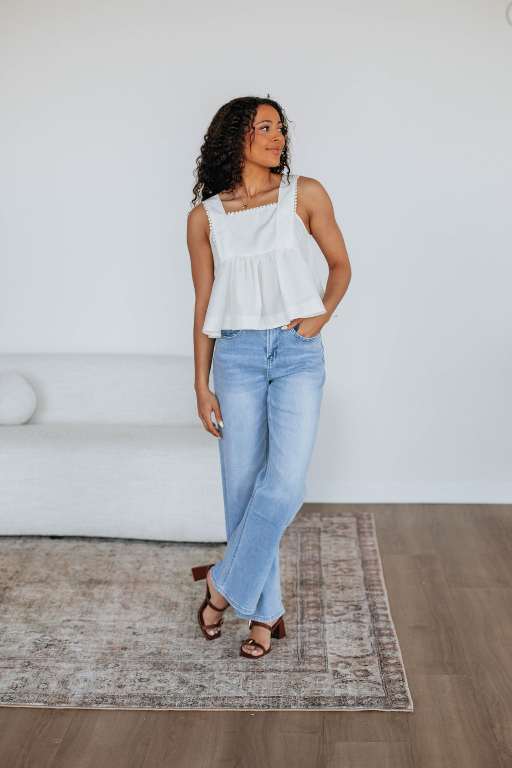 Janine Babydoll Tank - Ivory