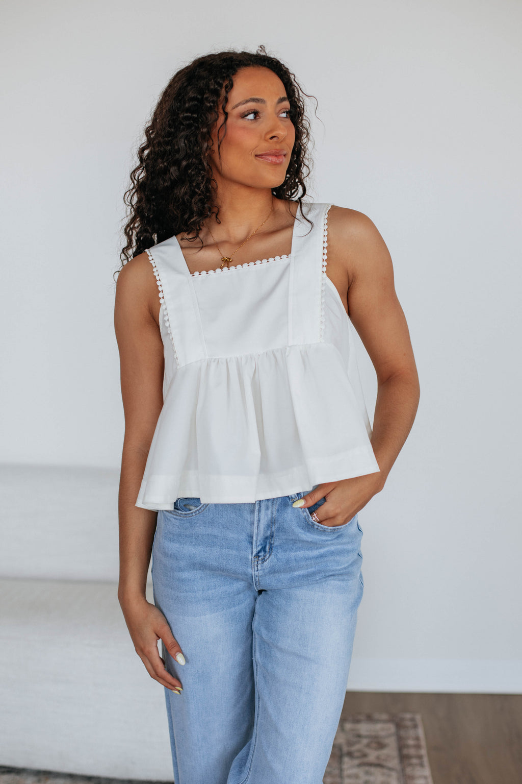 Janine Babydoll Tank - Ivory