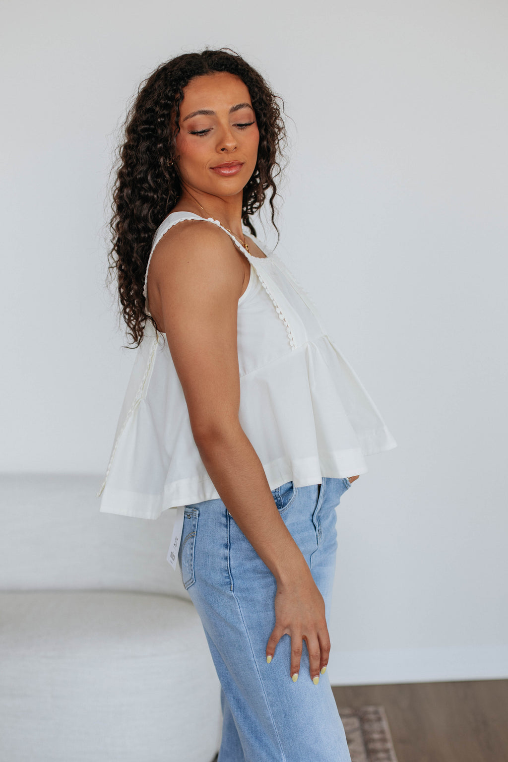 Janine Babydoll Tank - Ivory