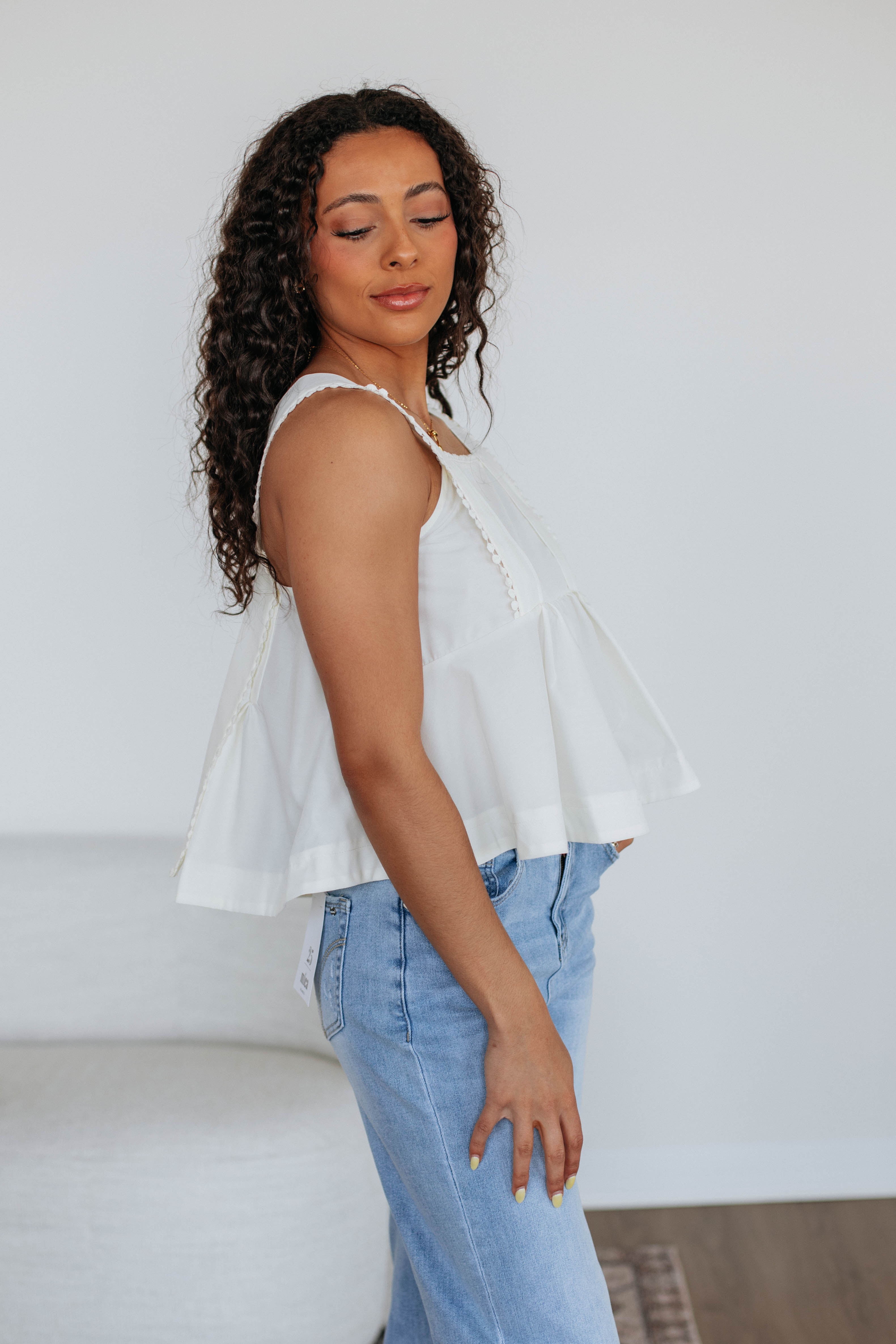 Janine Babydoll Tank - Ivory