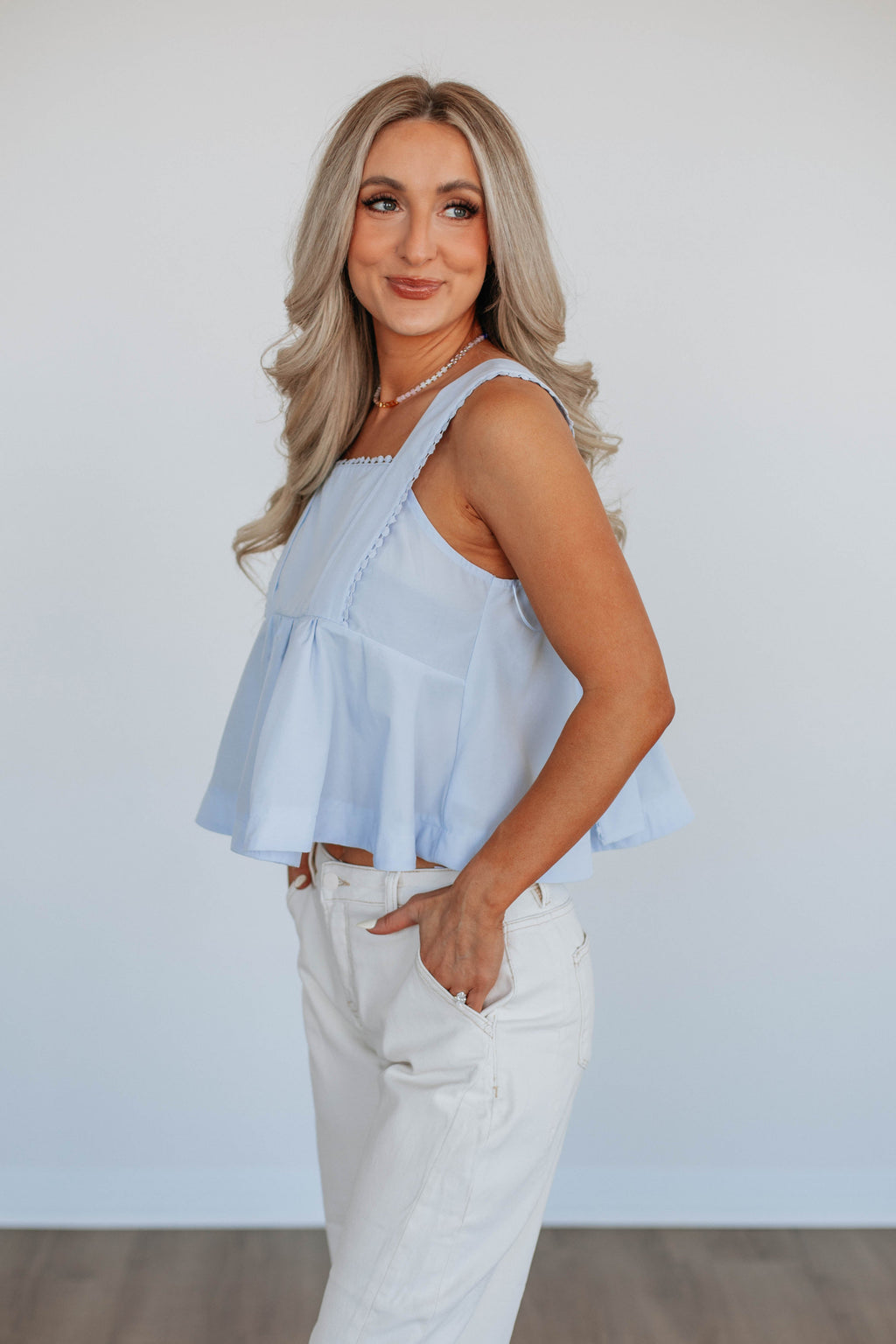 Janine Babydoll Tank - Powder Blue