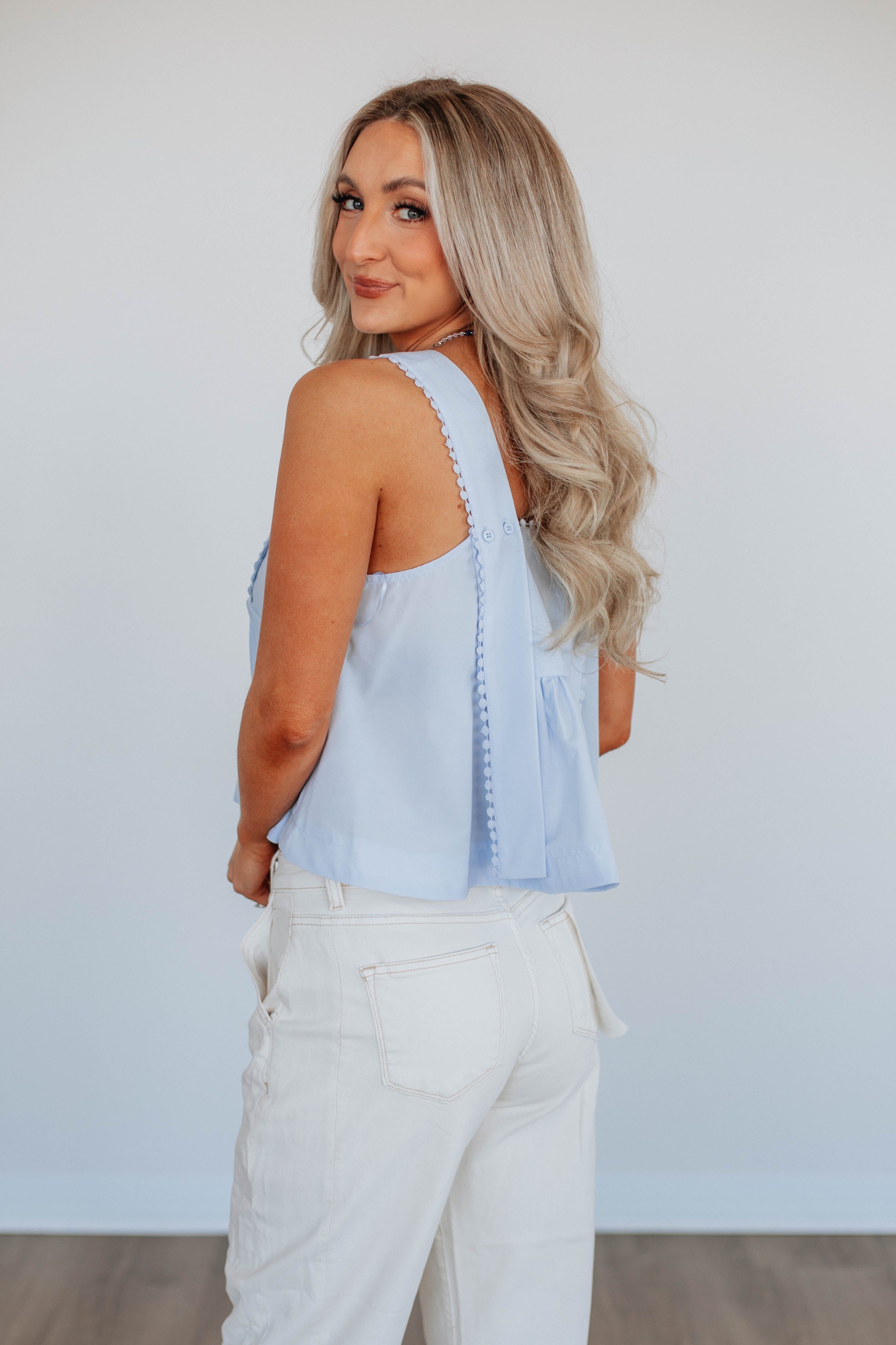 Janine Babydoll Tank - Powder Blue
