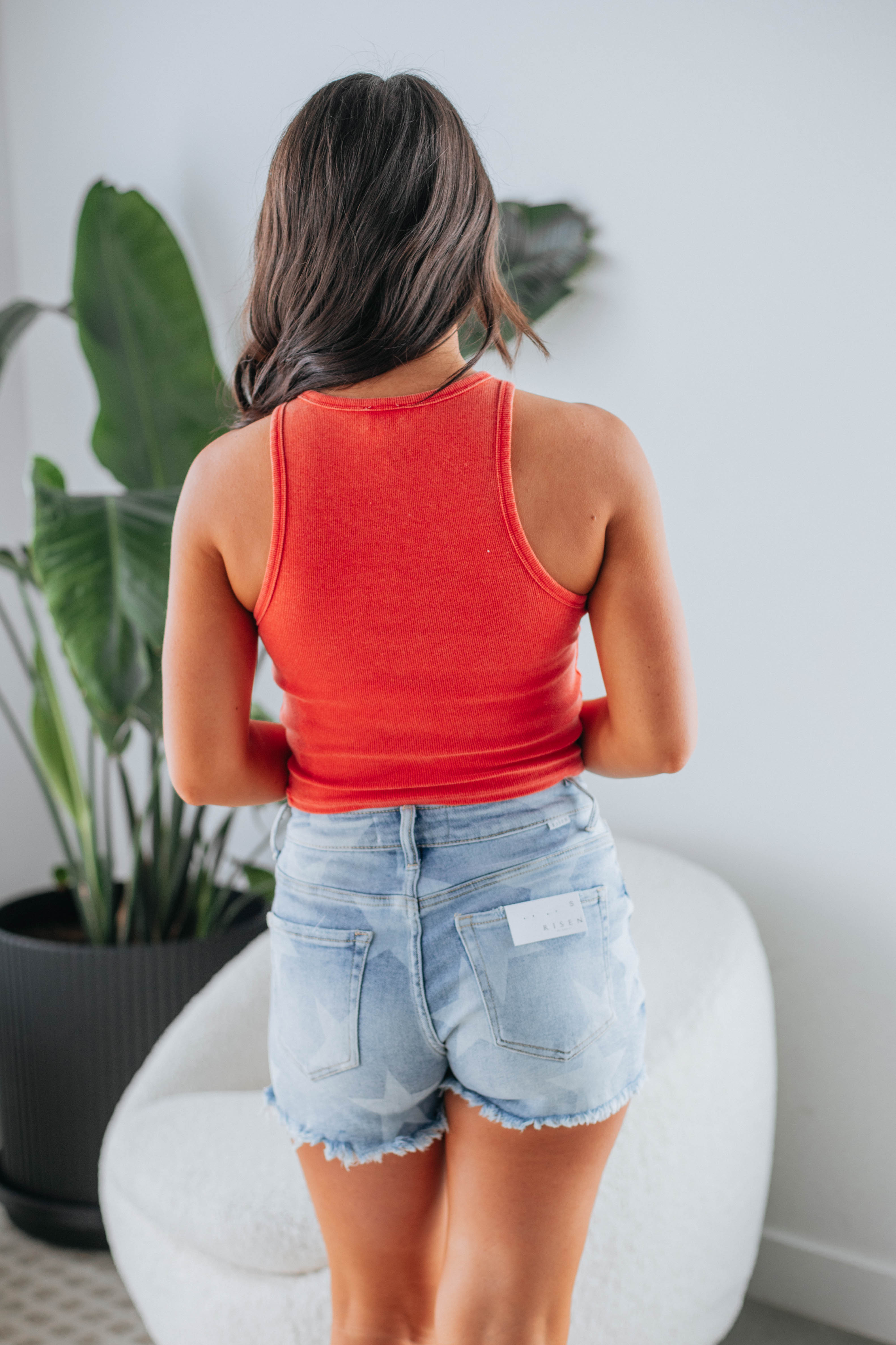 Julian Ribbed Tank - Tomato