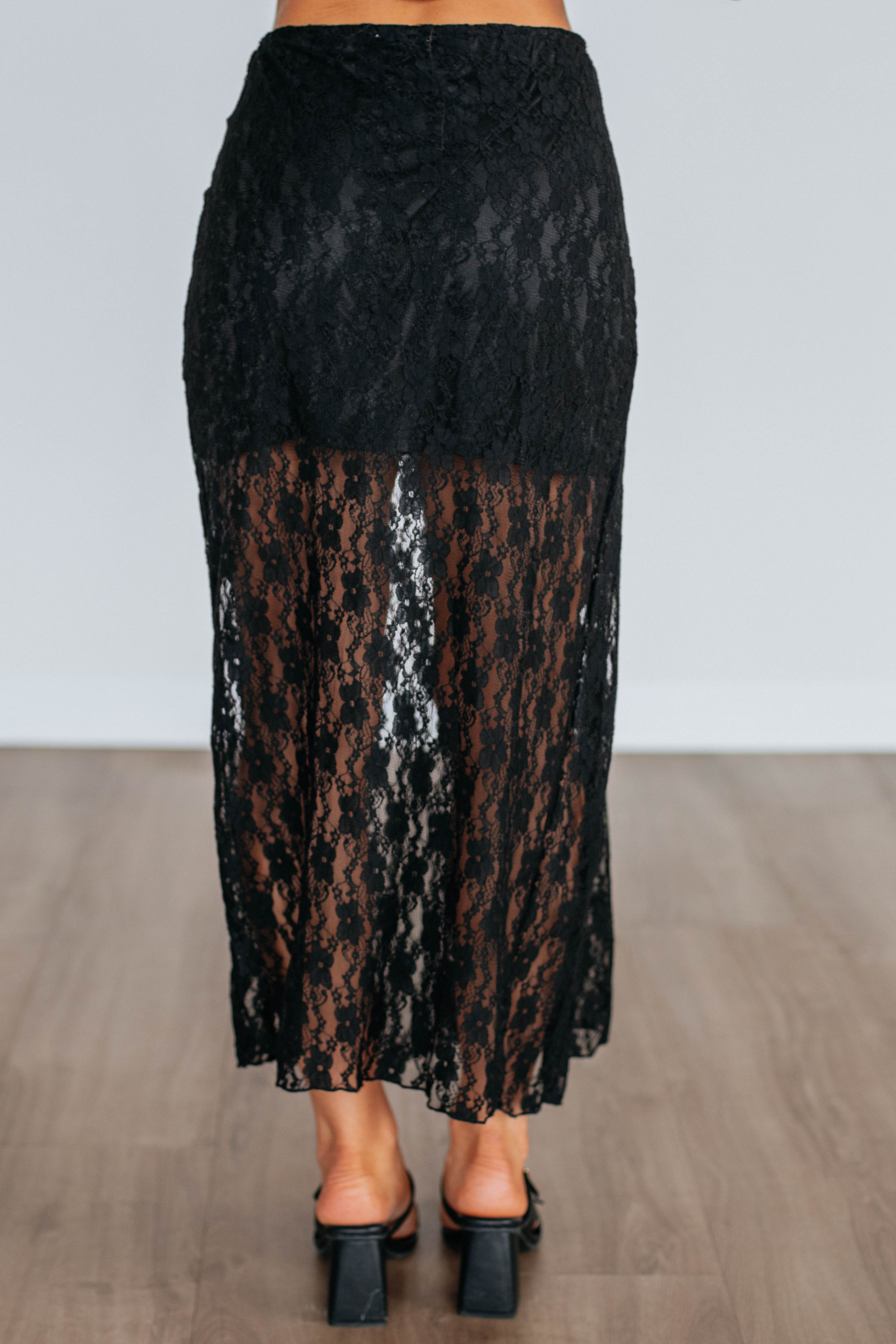 Juniper Lace Maxi Skirt - Black