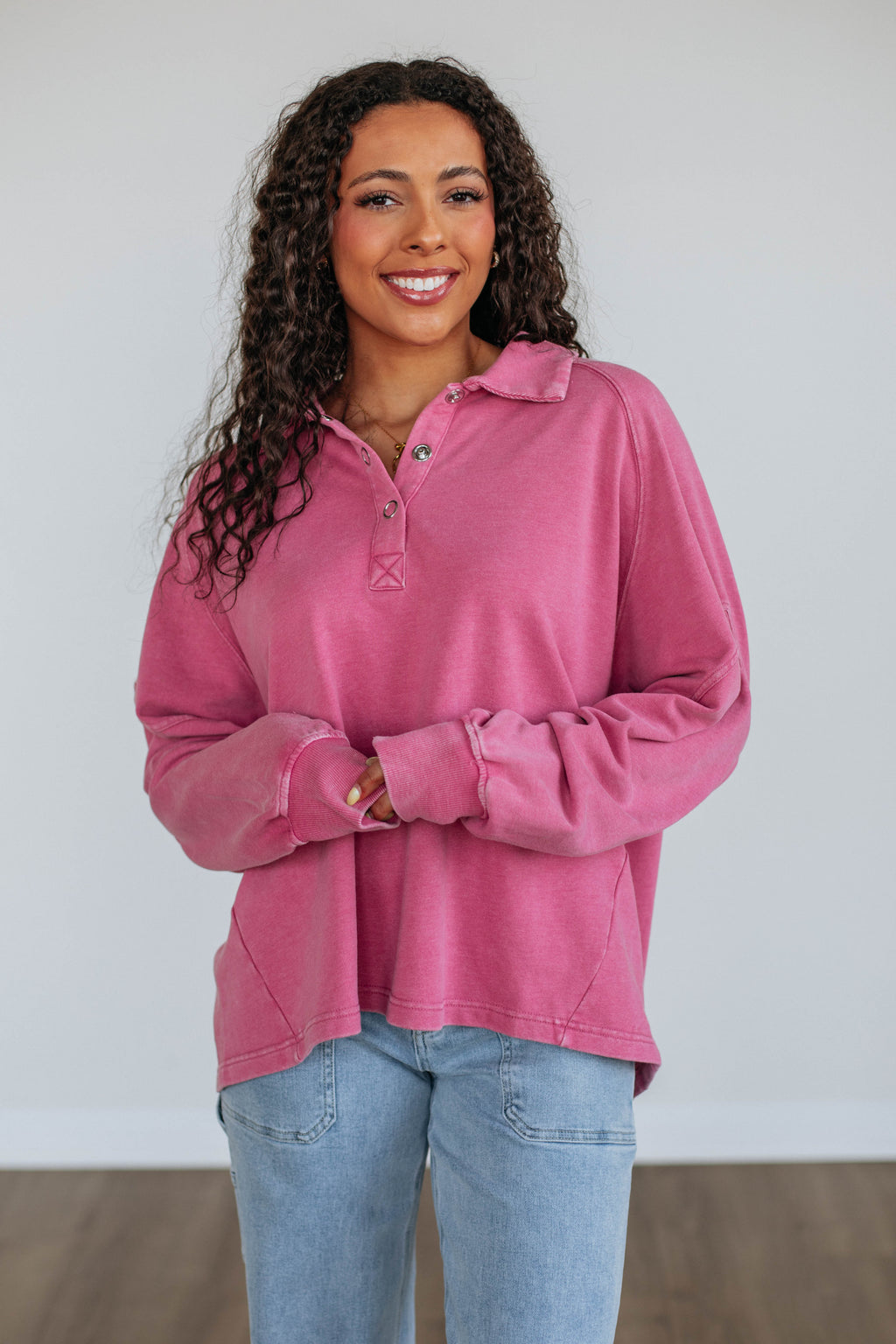 Jyl Washed Pullover - Berry