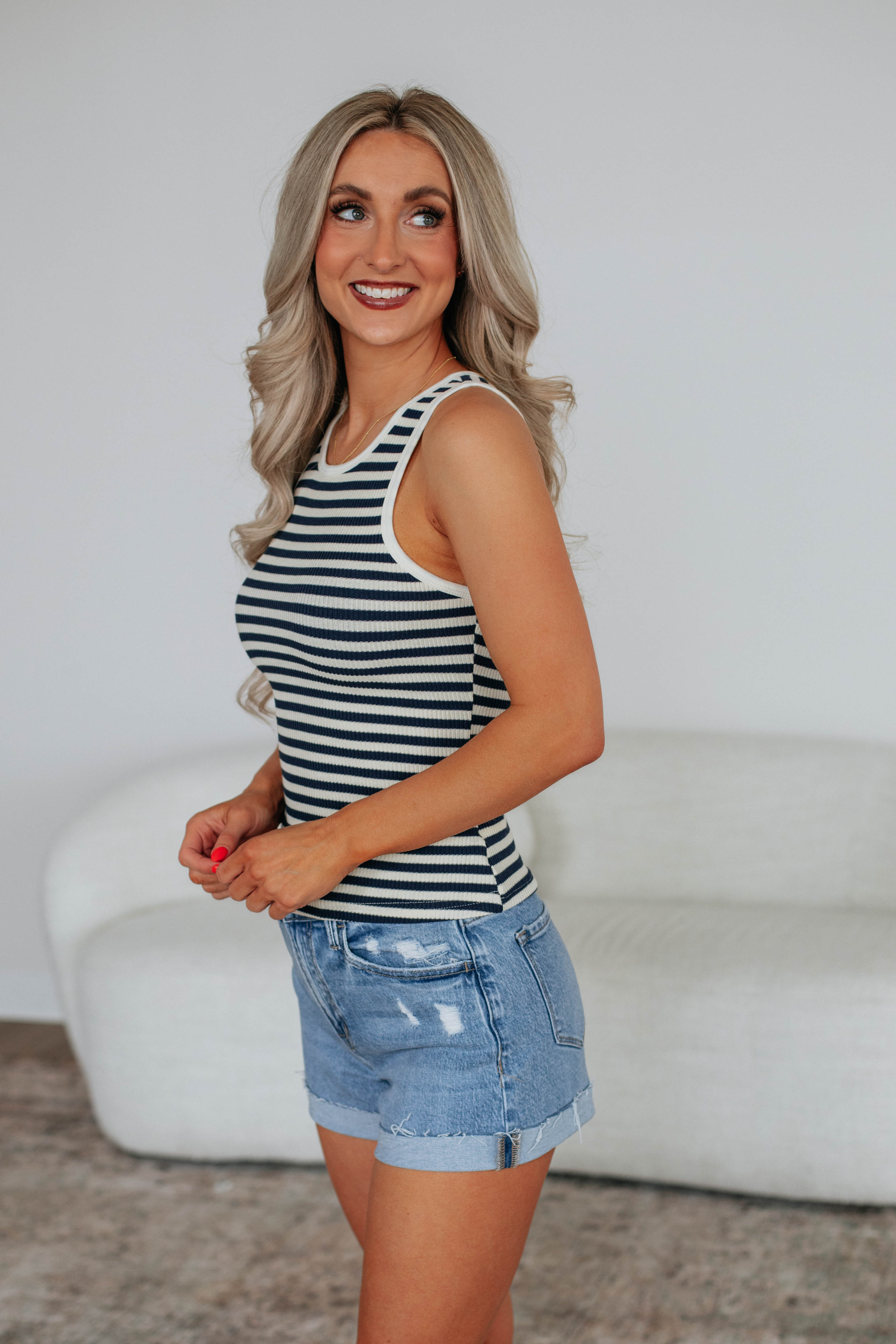 Kayce Striped Tank - Navy Mix