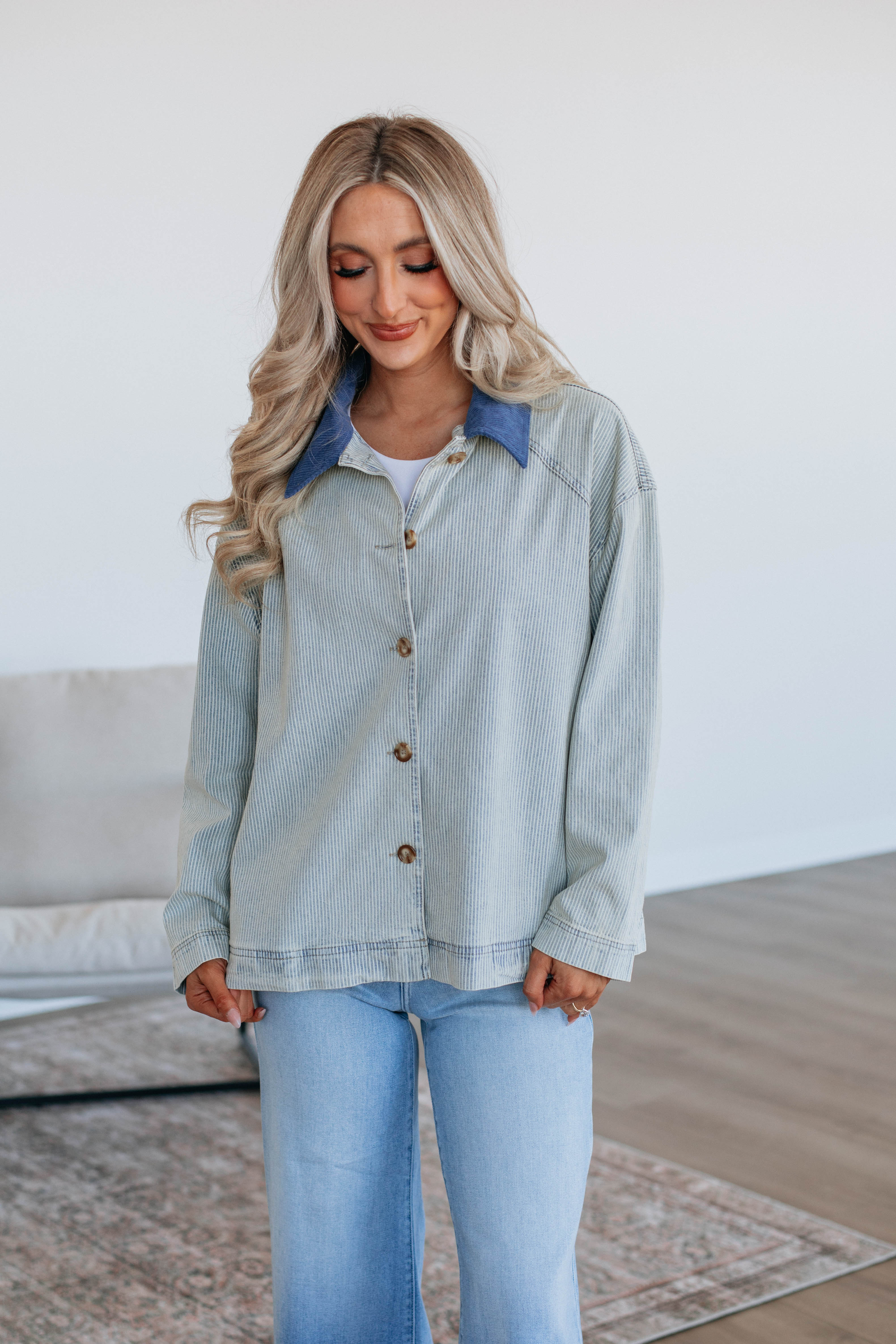 Lonnie Striped Denim Jacket