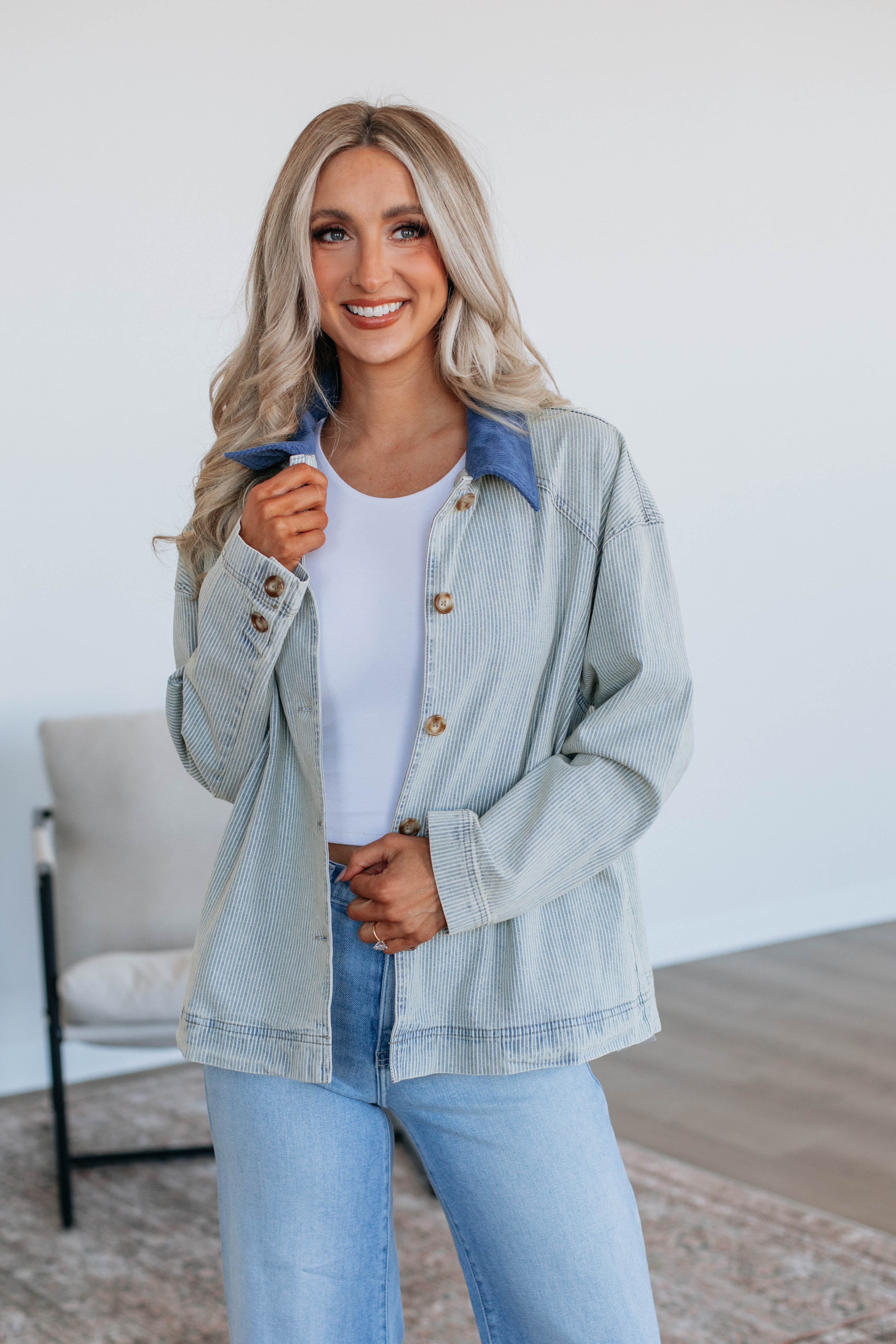 Lonnie Striped Denim Jacket