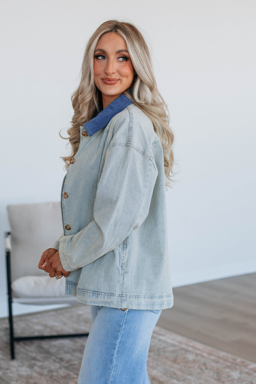 Lonnie Striped Denim Jacket