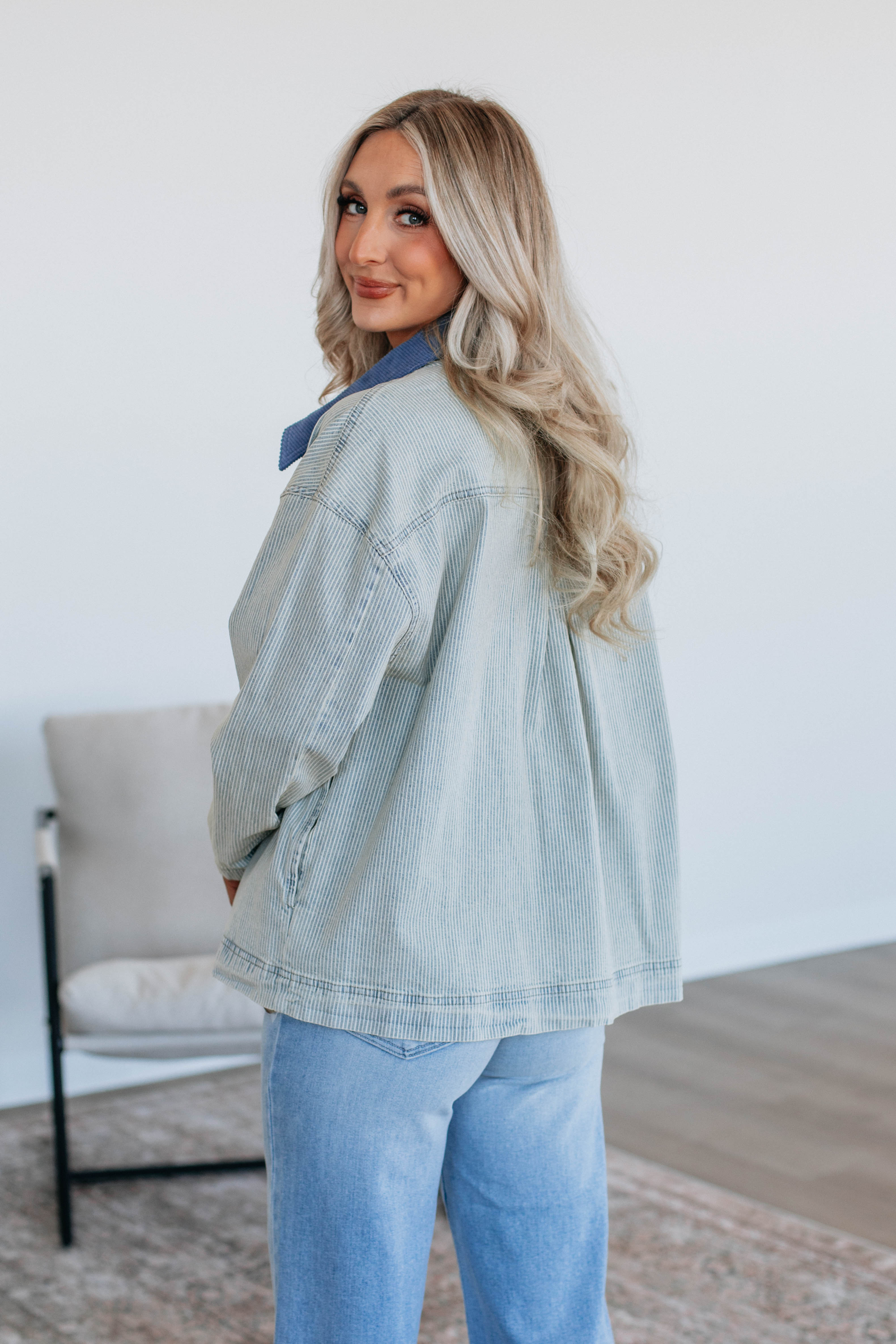 Lonnie Striped Denim Jacket
