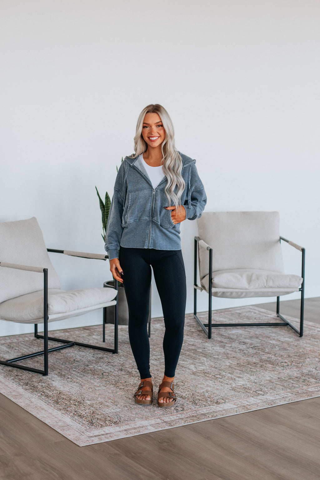 Maxwell Washed Zip-Up Hoodie - Midnight