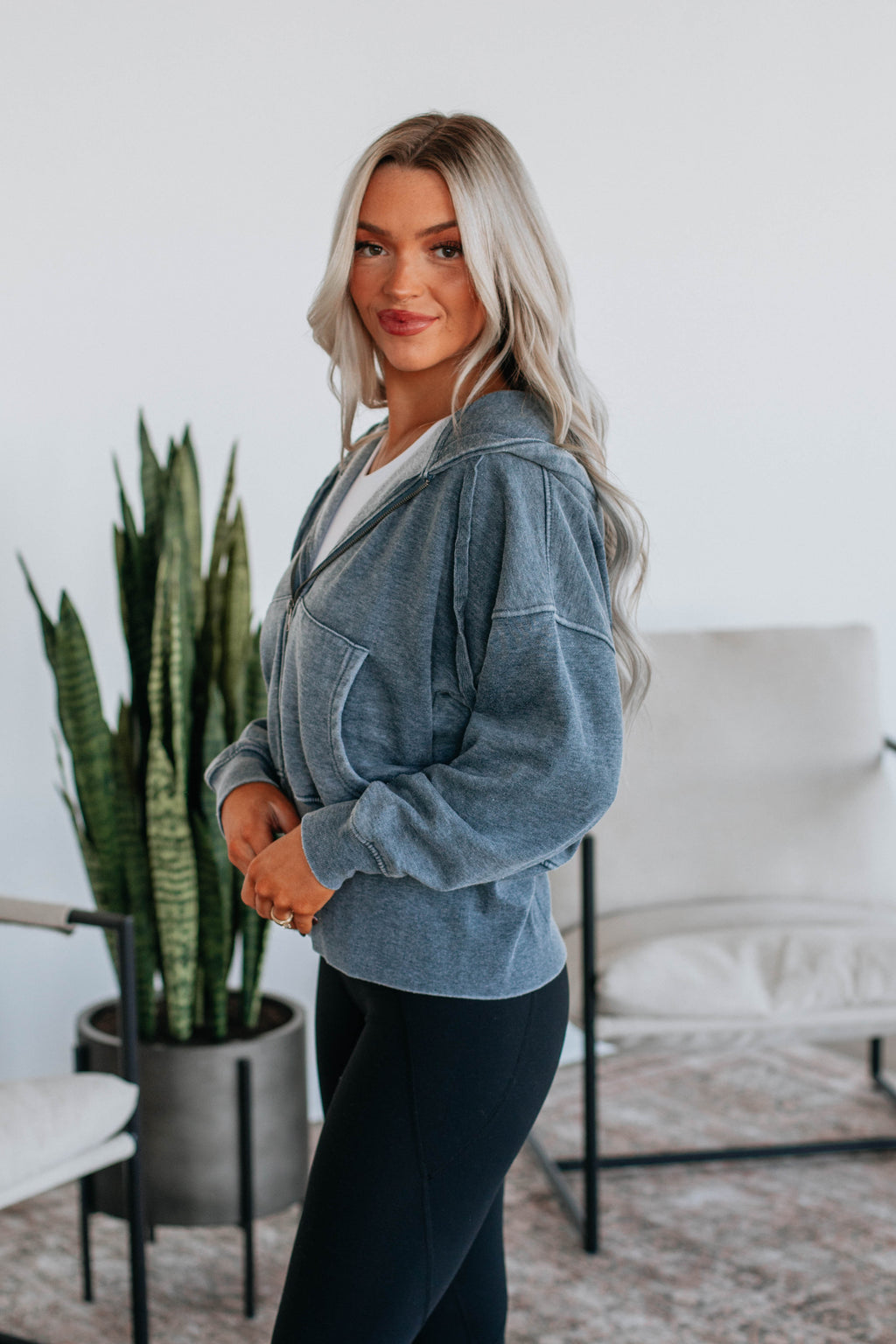 Maxwell Washed Zip-Up Hoodie - Midnight