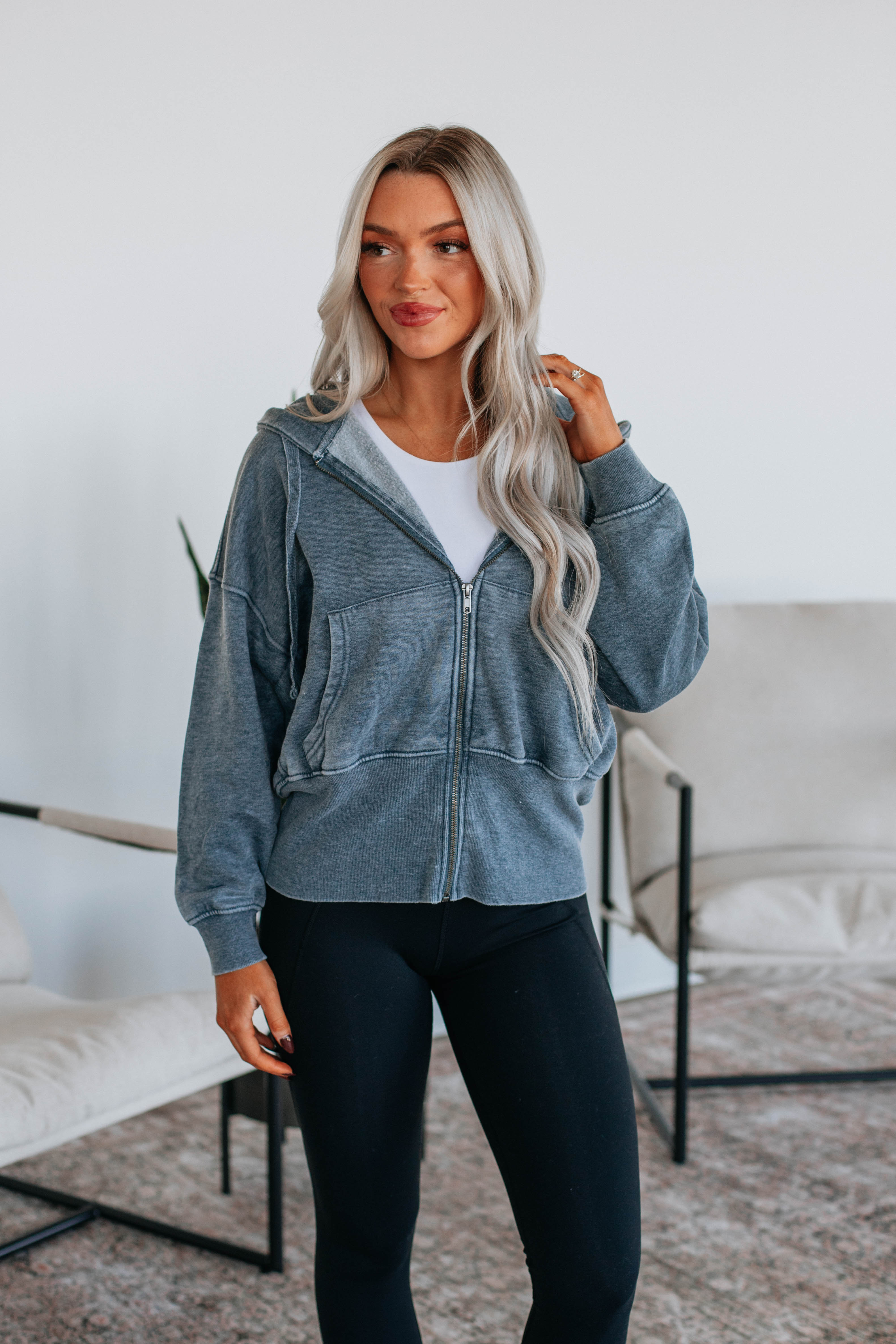 Maxwell Washed Zip-Up Hoodie - Midnight