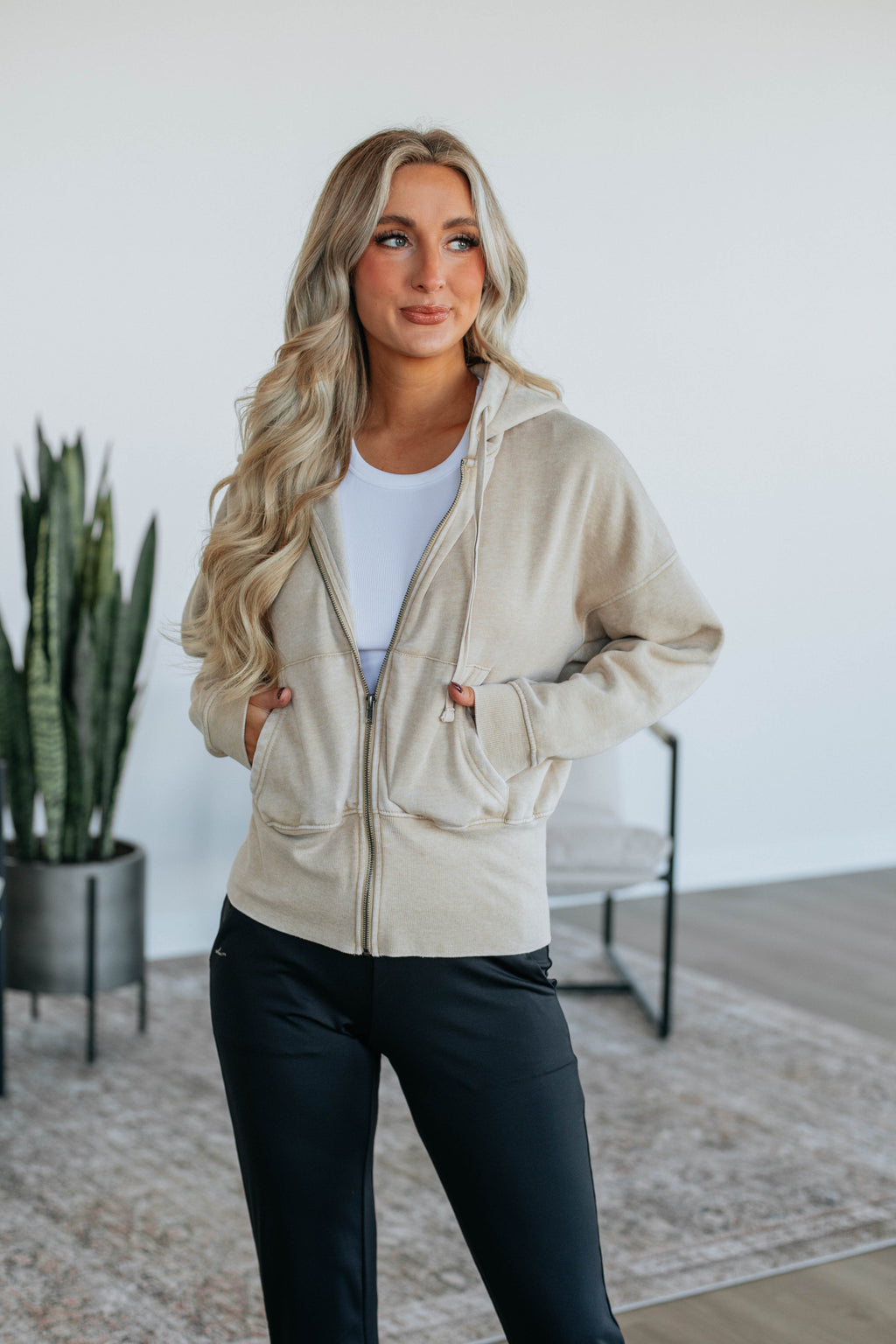 Maxwell Washed Zip-Up Hoodie - Natural