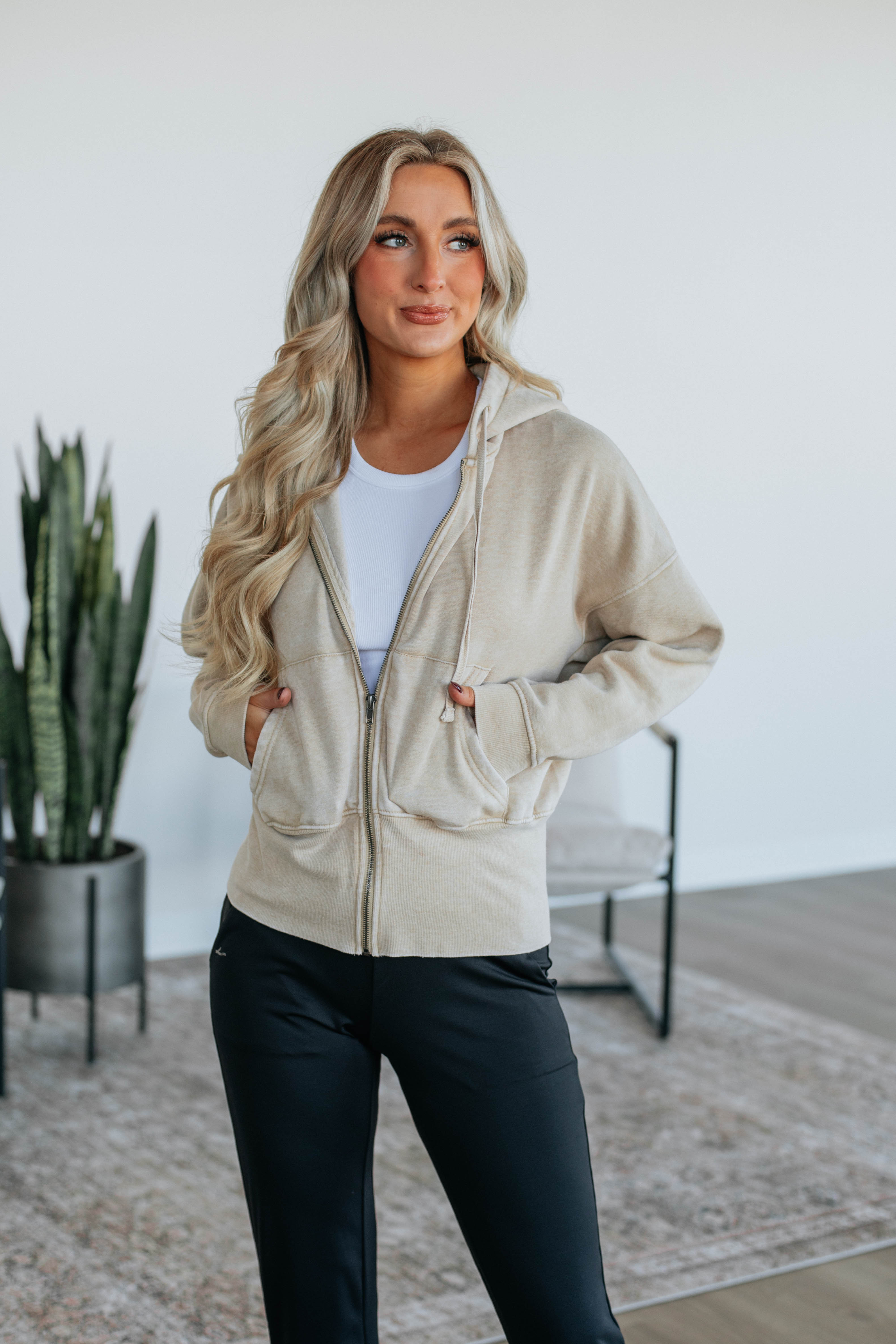 Maxwell Washed Zip-Up Hoodie - Natural