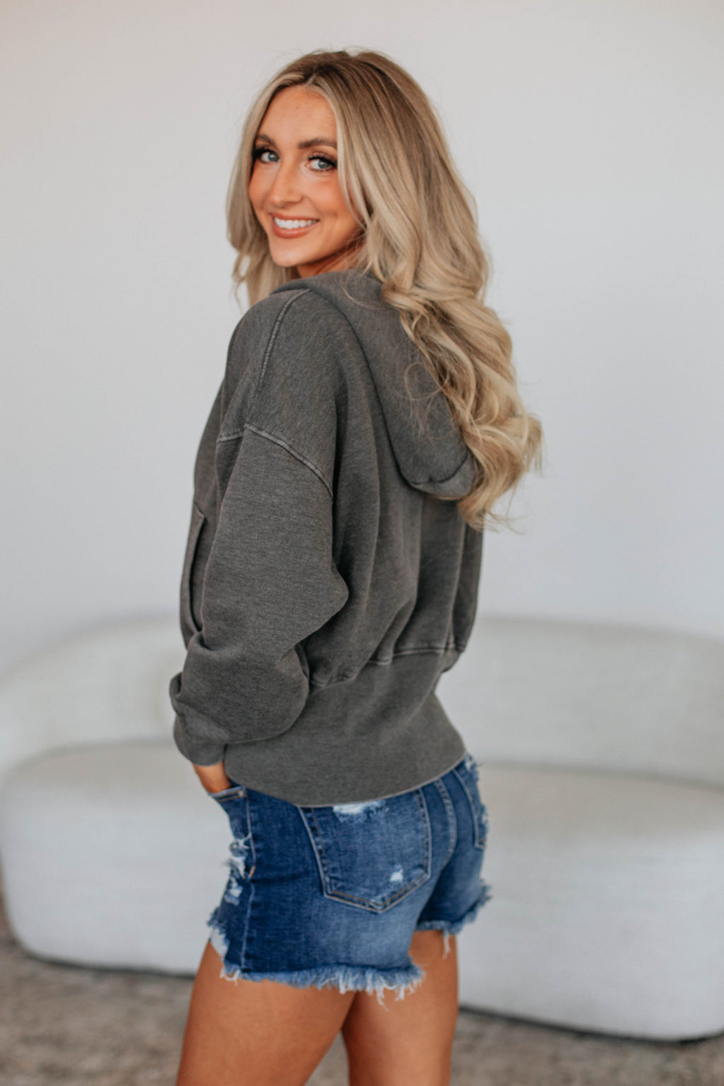 Maxwell Washed Zip-Up Hoodie - Charcoal