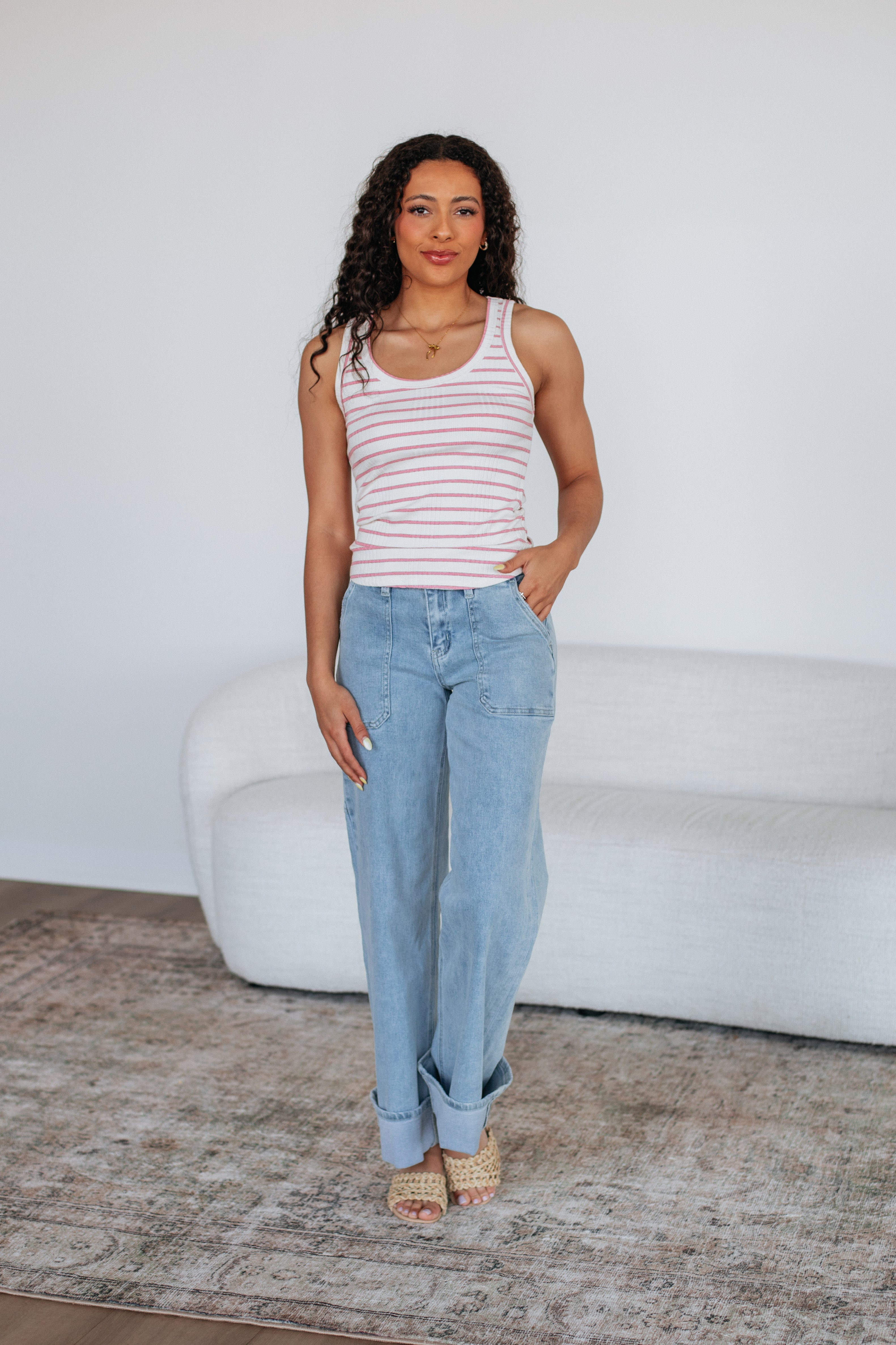 Ansley Striped Tank - Blush Mix