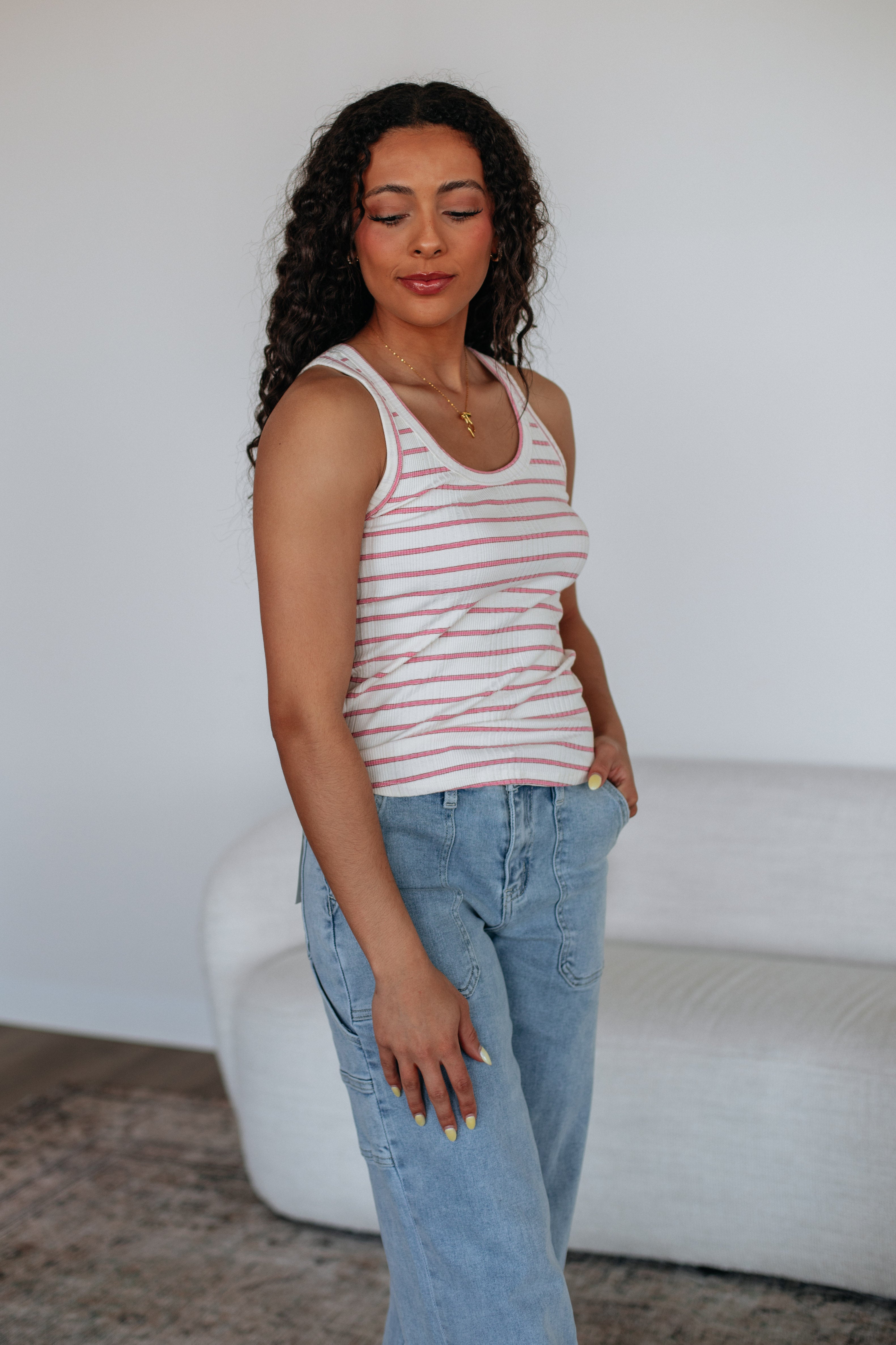 Ansley Striped Tank - Blush Mix