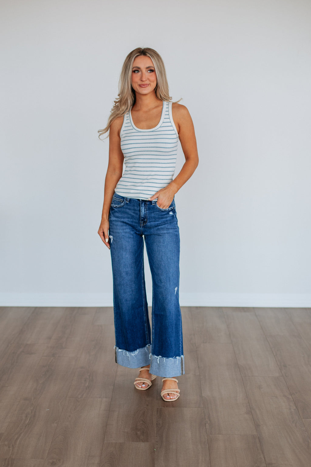 Ansley Striped Tank - Cloud Mix