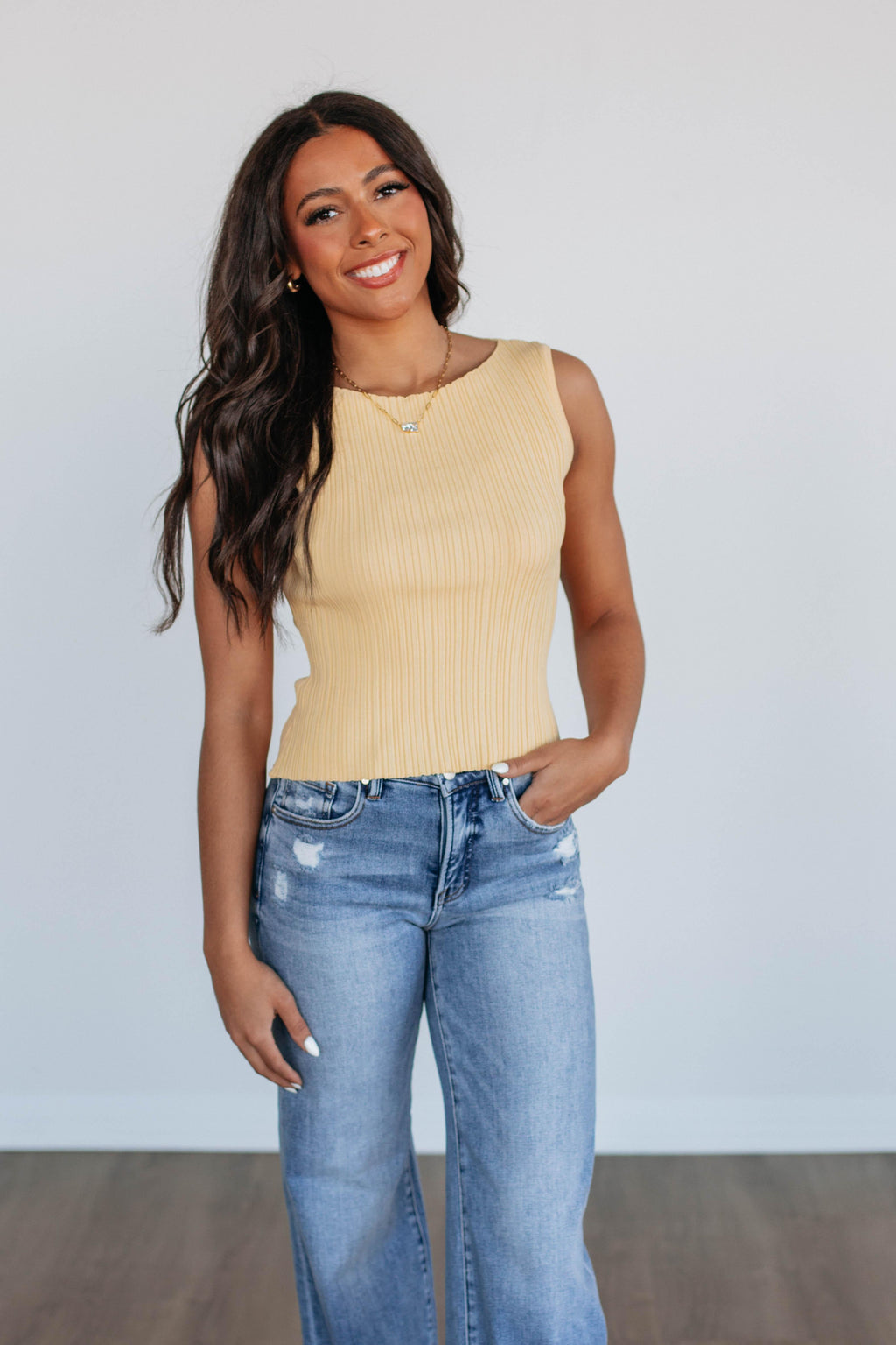 Missie Ribbed Tank - Butter Yellow